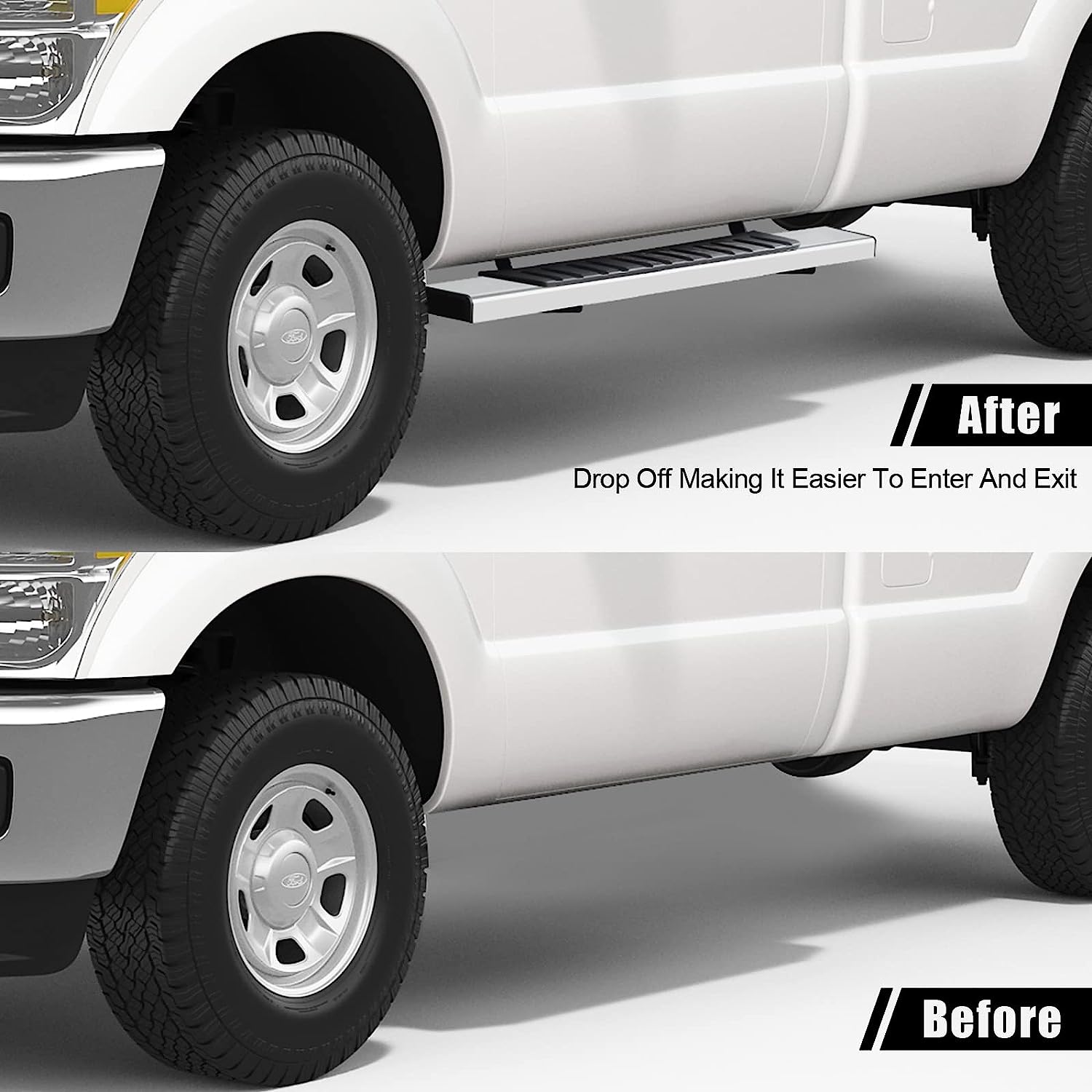 Running Boards Compatible with 2007-2018 Chevy Silverado/Gmc Sierra 1500, 2007-2019 2500/3500 Regular/Standard/Single Cab, Stainless Steel Side Steps H6 Style. - COMNOVA AUTOPART