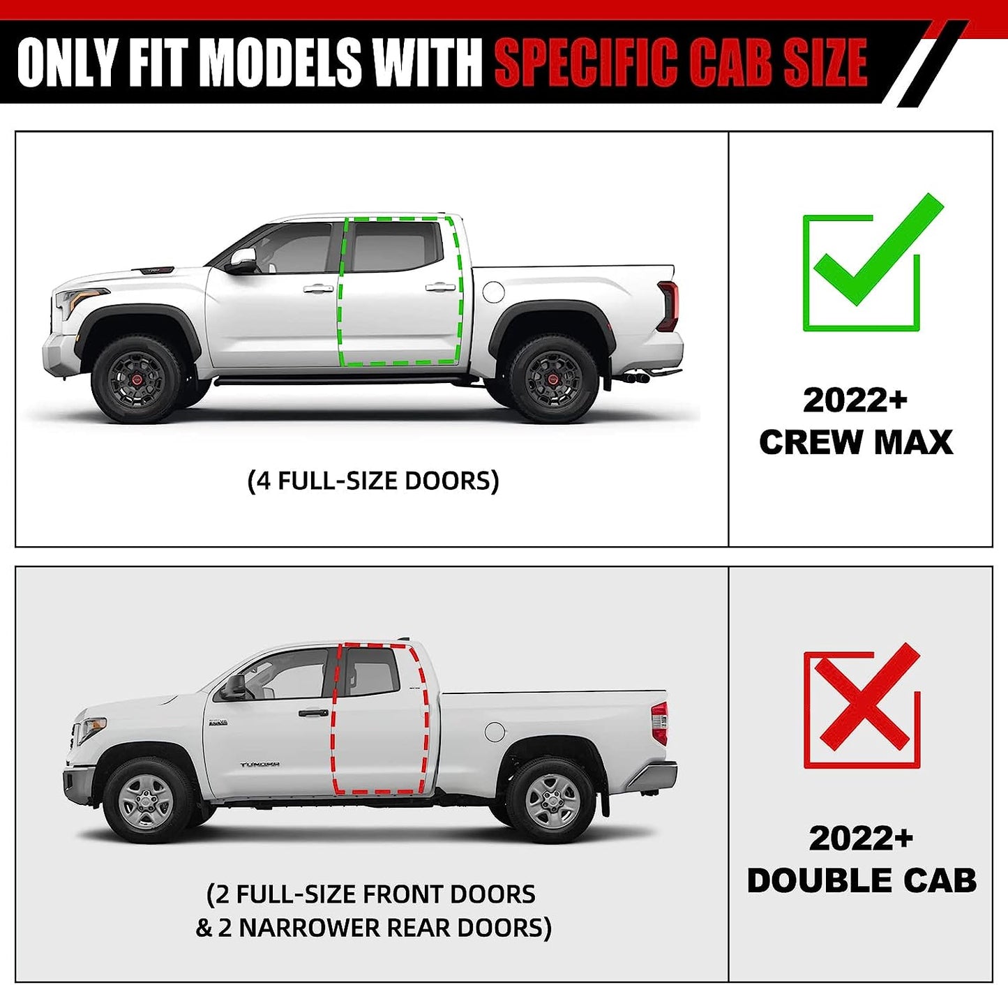Running Boards Compatible with 2022-2024 Toyota Tundra Crewmax Cab, Stainless Steel Side Steps H6 Style.- COMNOVA AUTOPART