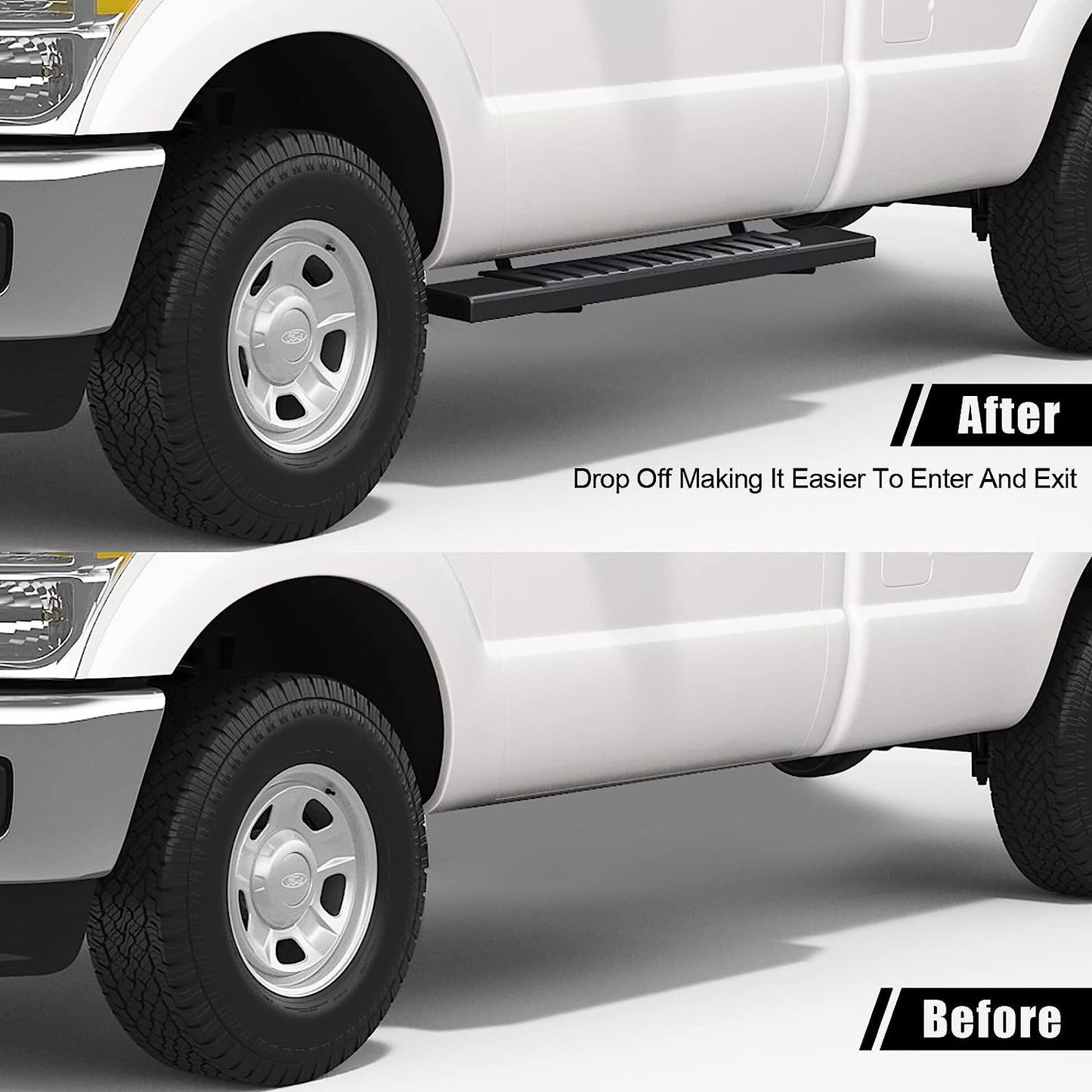 Running Boards Compatible with 2017-2024 Ford F250 F350 Superduty Regular/Standard/Single Cab H6 Style.- COMNOVA AUTOPART