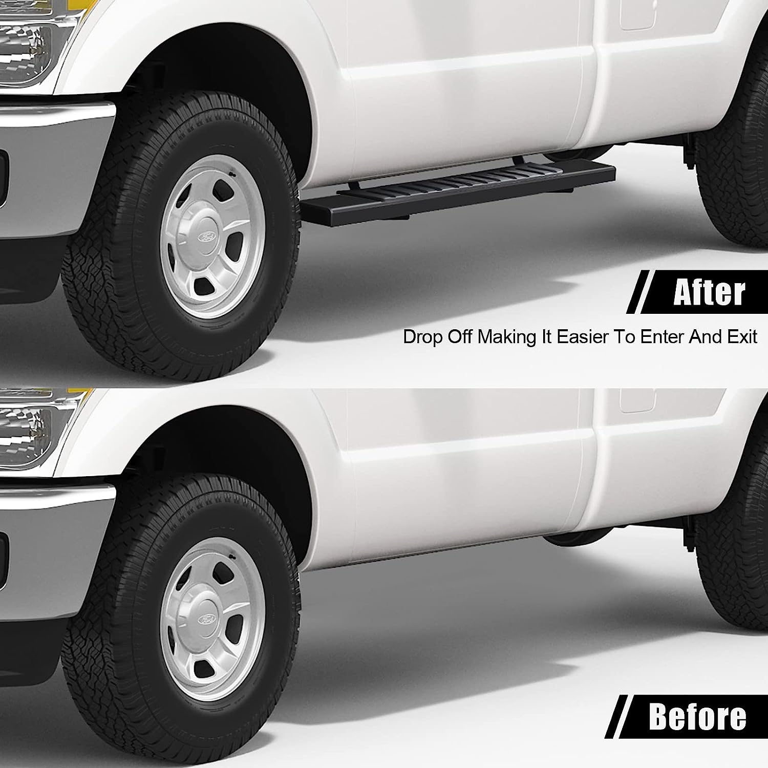 Running Boards Compatible with 2007-2018 Chevy Silverado/Gmc Sierra 1500, 2007-2019 2500HD 3500HD Regular Cab H6 Style. - COMNOVA AUTOPART