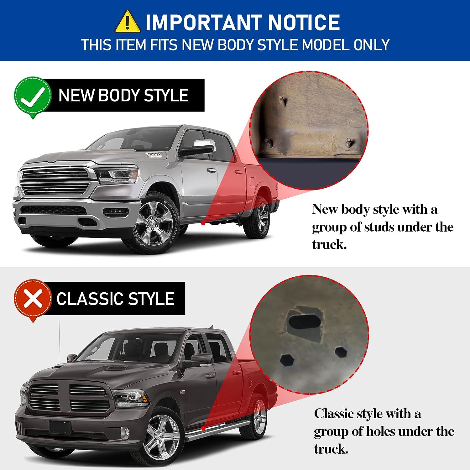 Running Boards Compatible with 2019-2024 RAM 1500 Running Boards Crew Cab Side Steps D7 Style.- COMNOVA AUTOPART