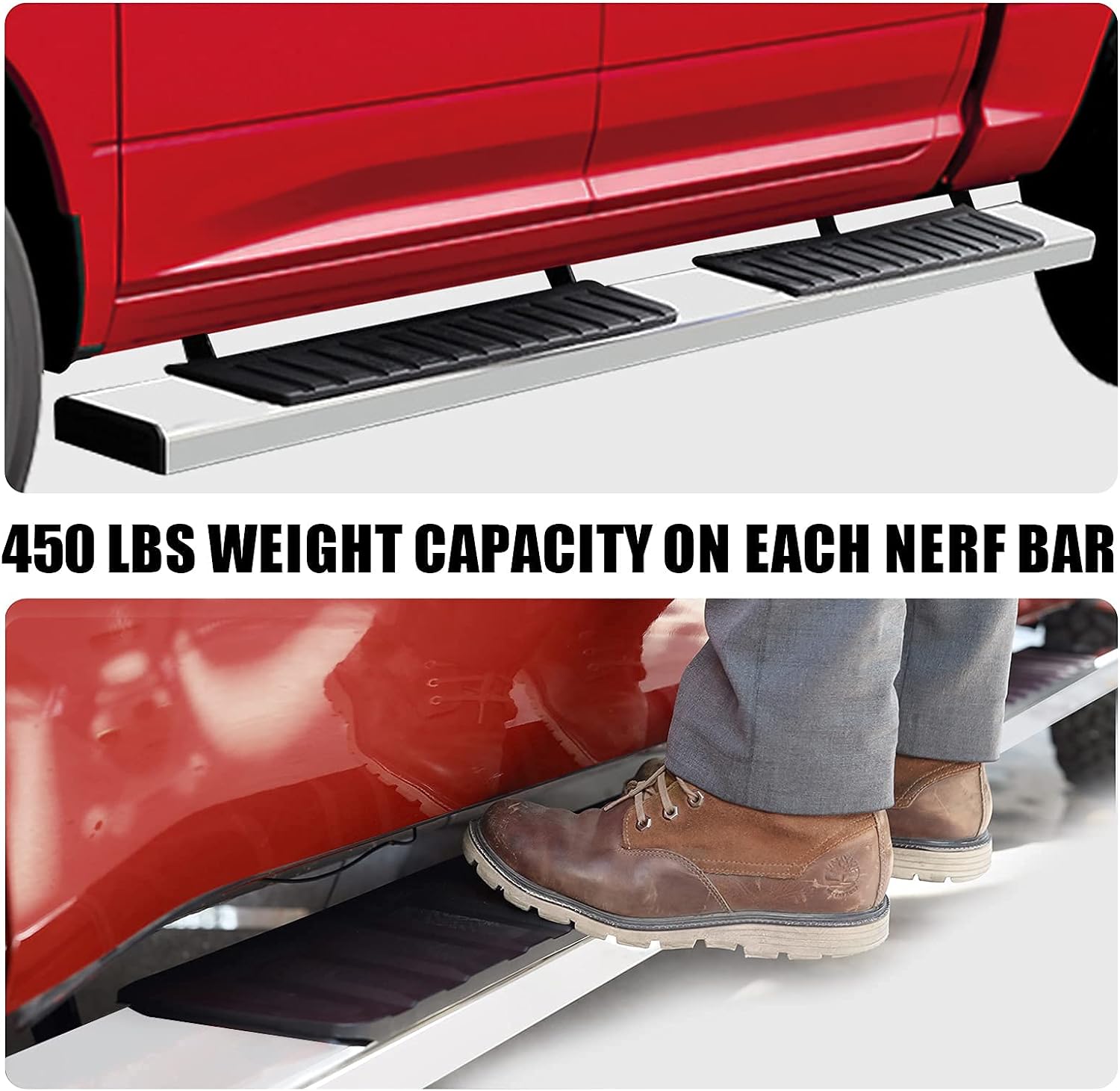 Running Boards Compatible with 1999-2016 Ford F250/350 Superduty Super Cab, Stainless Steel Side Steps H6 Style.