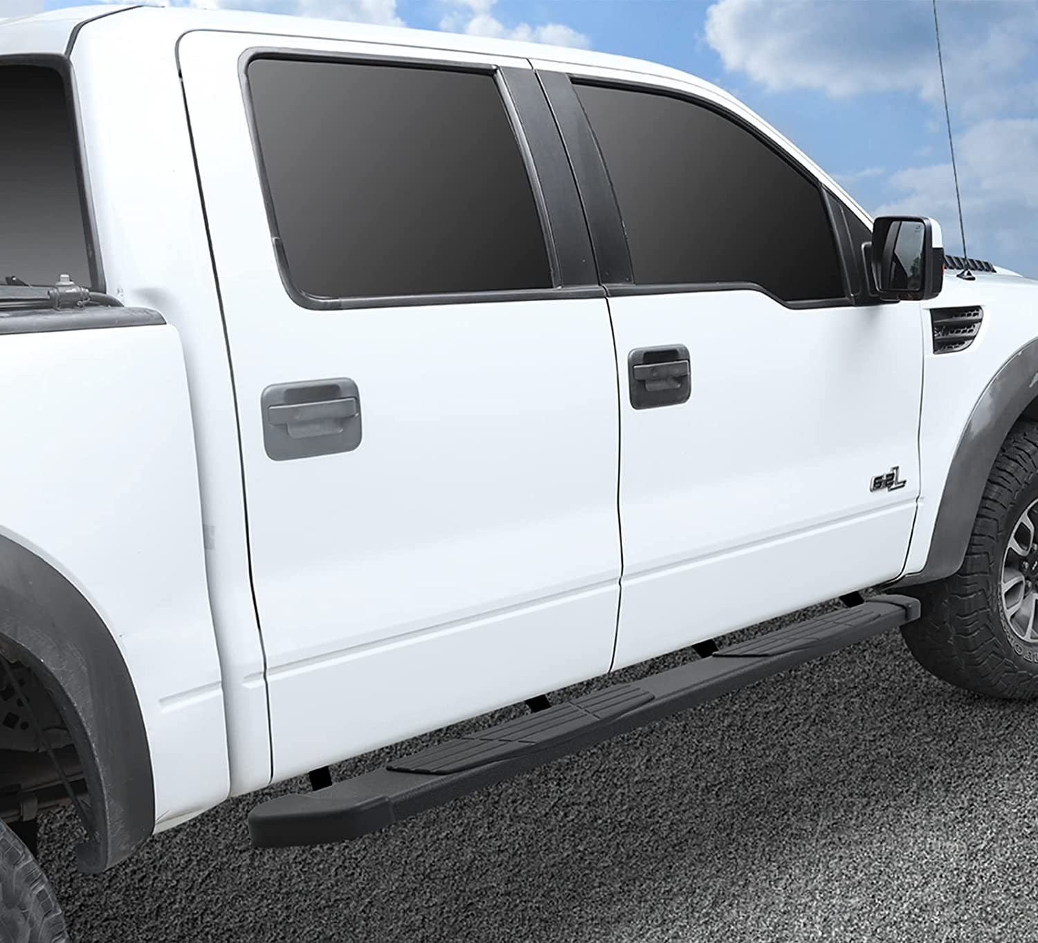 6.5” Running Boards Compatible with 2019-2024 Dodge Ram 1500 Quad Cab with 3/4 Size Rear Door, Black Side Steps T6 Style.