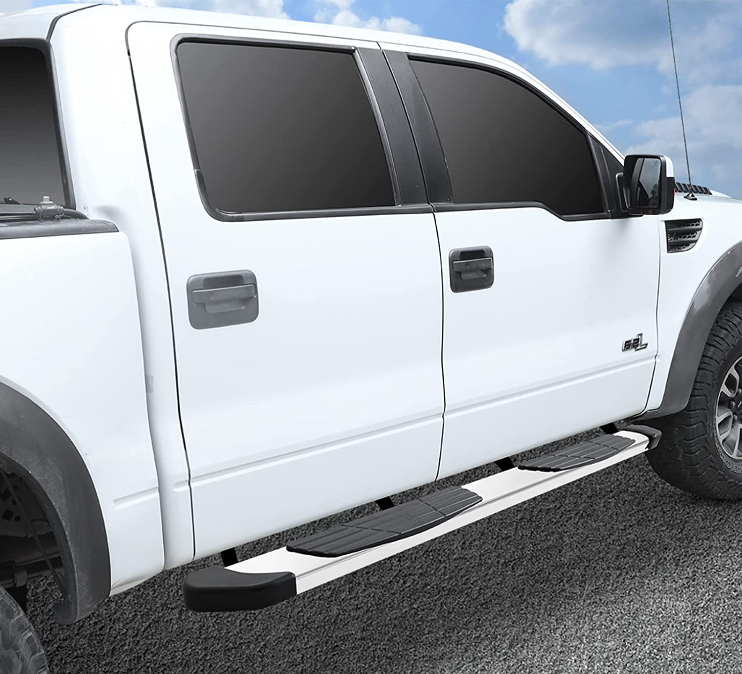 6.5” Running Boards Compatible with 2019-2024 Dodge Ram 1500 Quad Cab with 3/4 Size Rear Door, Stainless Steel Side Steps T6 Style.
