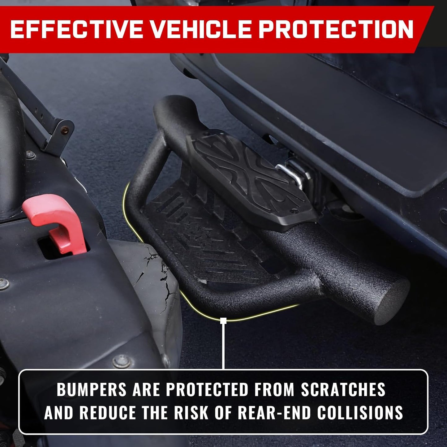 COMNOVA Double Layer Tow Hitch Step for 2" Hitch Receiver, Carbon Steel with Dual-Stage Black Powder Anti-Slip Trailer Hitch Step Universal Fit for Trucks SUV Car Van