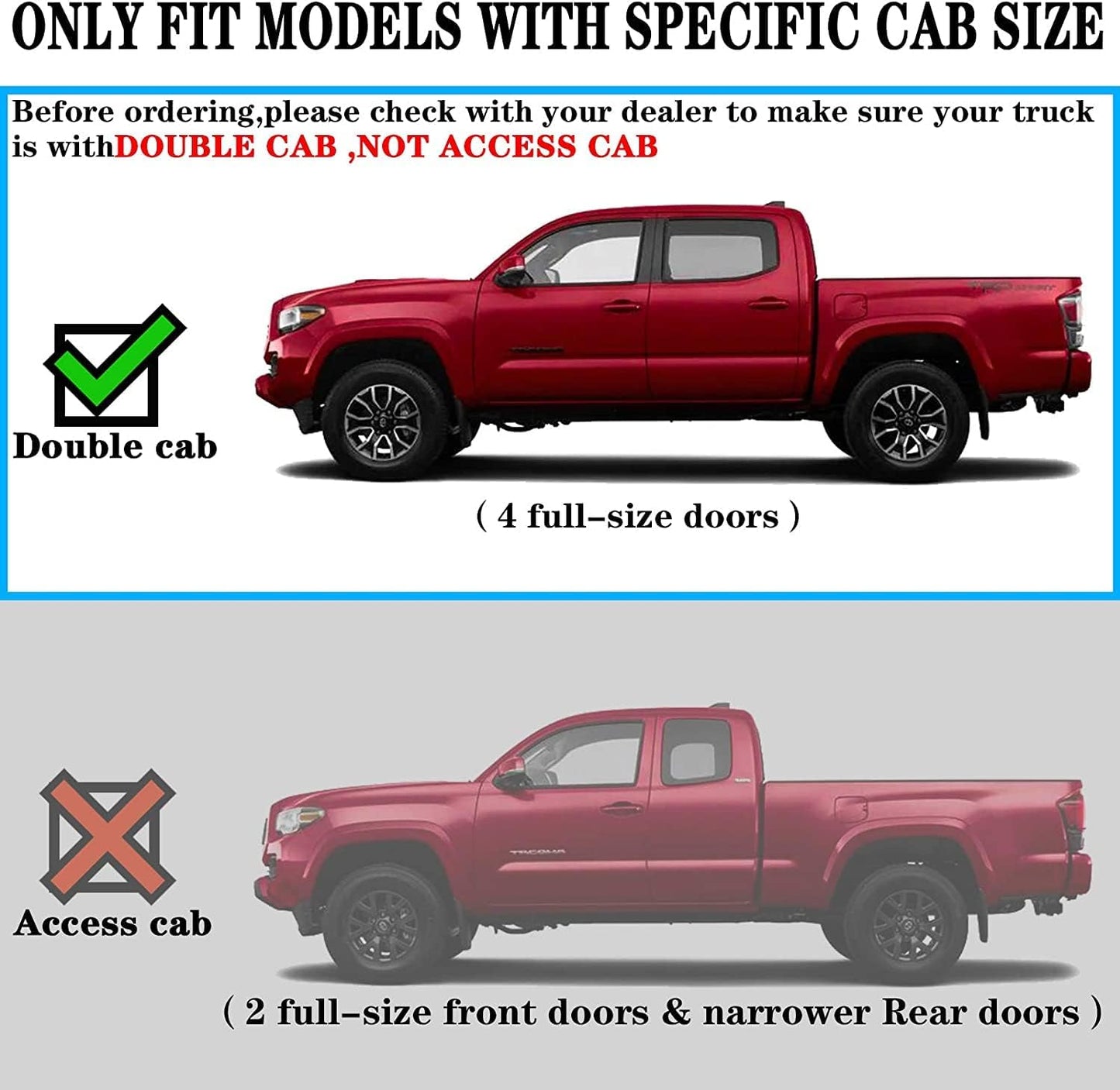 Running Boards Compatible with 2005-2023 Toyota Tacoma Double Cab with 4 Full-Size Doors. Oval Texturel Step Rails Side Steps 9X Style. - COMNOVA AUTOPART