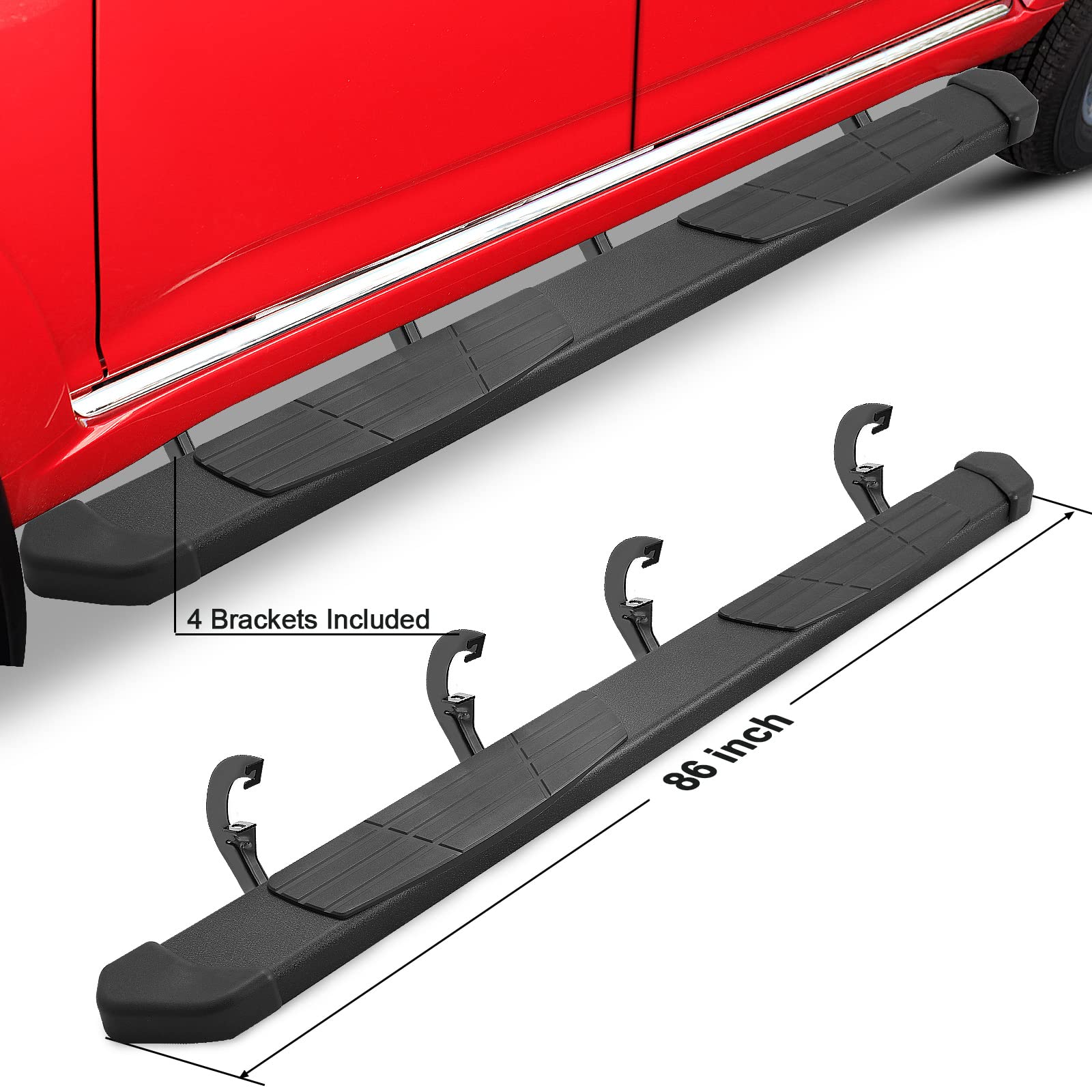 6.5” Running Boards Compatible with 2022-2024 Toyota Tundra Crewmax Cab, Black Side Steps T6 Style. - COMNOVA AUTOPART