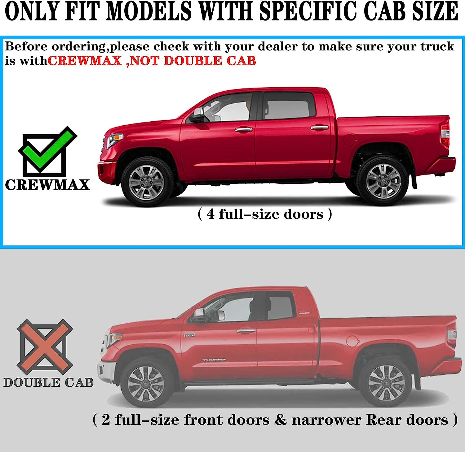 Running Boards Compatible for 2007-2021 Toyota Tundra Crew Max C43 Style. - COMNOVA AUTOPART