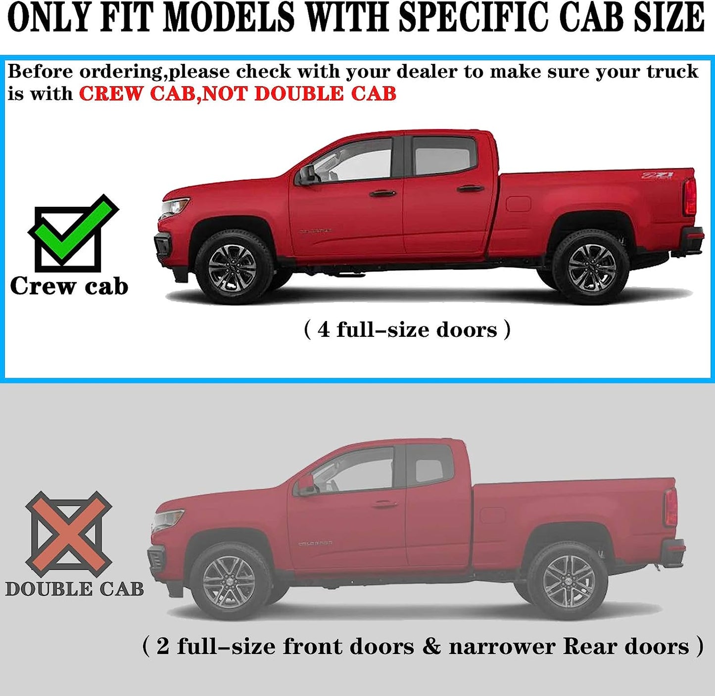 Running Boards Compatible with 2015-2024 Chevrolet Colorado/GMC Canyon Crew Cab H6 Style.- COMNOVA AUTOPART