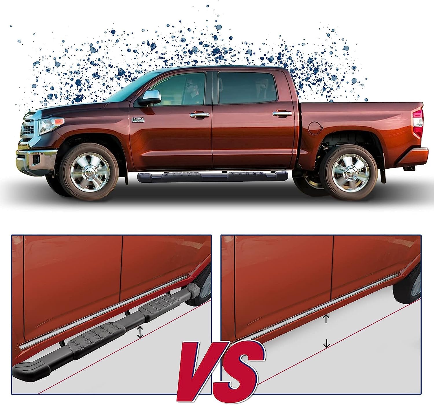 Running Boards Compatible for 2007-2021 Toyota Tundra Crew Max C43 Style. - COMNOVA AUTOPART