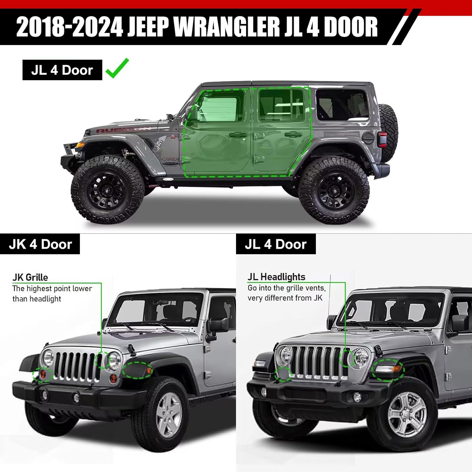 Stainless Steel Running Boards for 2018-2024 Jeep Wrangler JL 4 Doors D6 Style. - COMNOVA AUTOPART