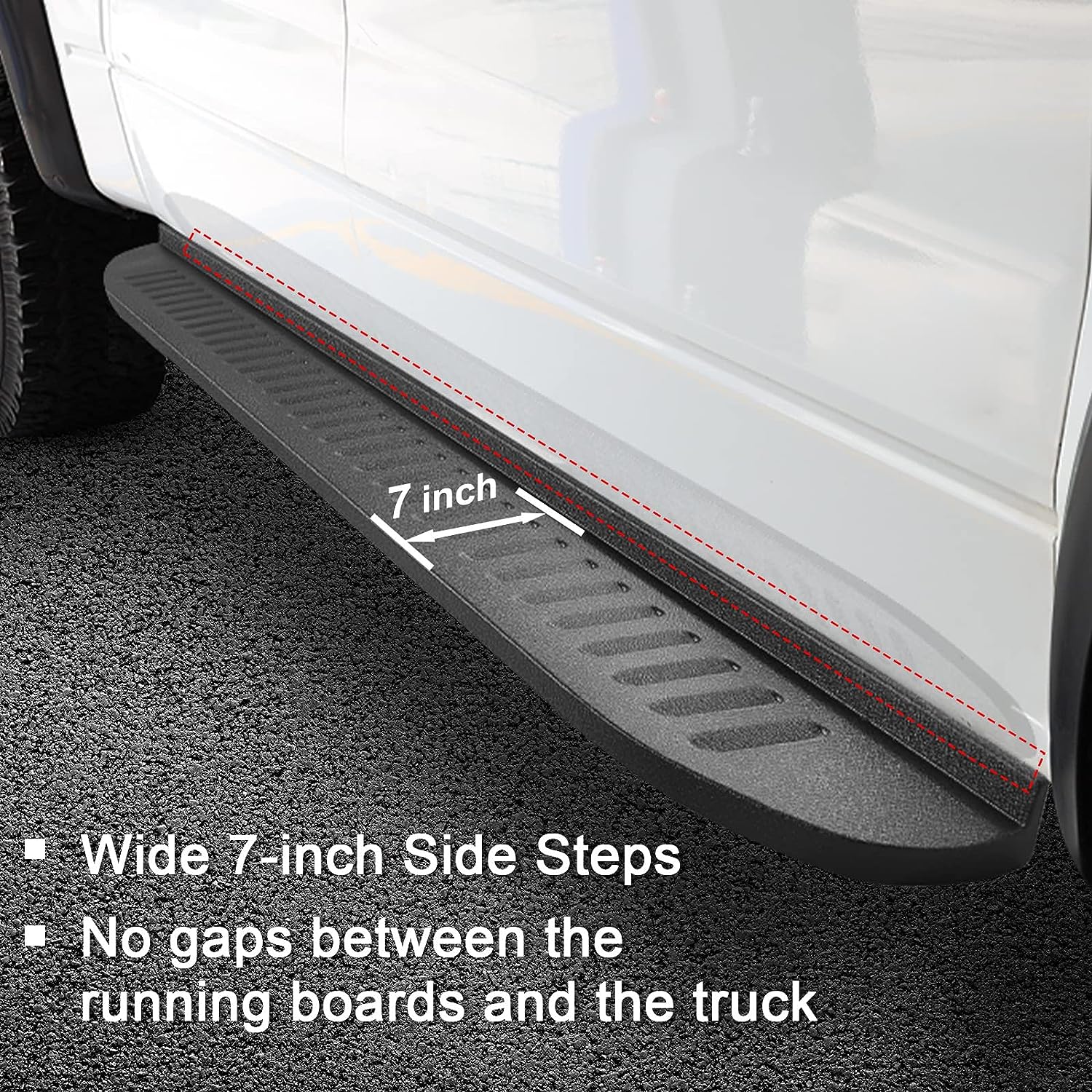 Running Boards Compatible with 2019-2024 RAM 1500 Running Boards Crew Cab(Excl. 19-23 RAM Classic).Side Steps D7 Style.- COMNOVA AUTOPART