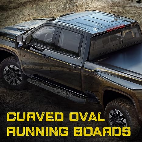 Running Boards Compatible with 2015-2024 Ford F150 Crew Cab. 3.5 Inches Oval Nerf Bars 7X Style. - COMNOVA AUTOPART