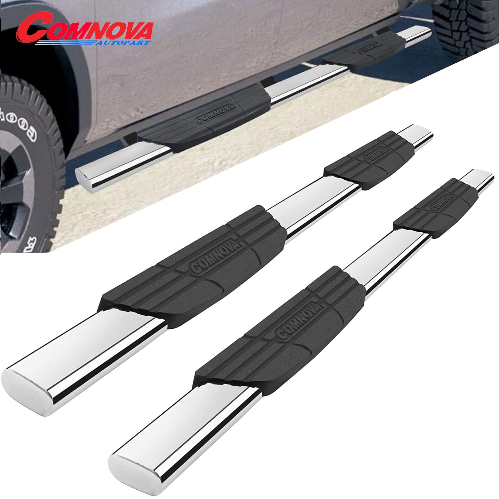 Running Boards for 2018-2024 Jeep Wrangler JL 4 Doors 8X Style.- COMNOVA AUTOPART