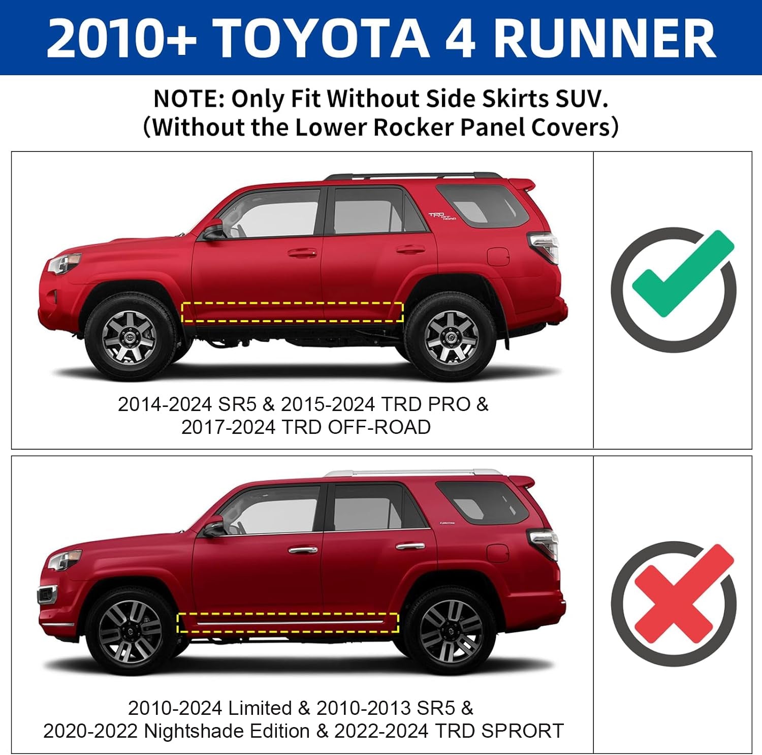 COMNOVA AUTOPART Running Boards Compatible with 2010-2024 Toyota 4Runner(Without Side Skirts) (Excl. 10-13 Sr5 & 10-24 Limited & 20-22 Nightshade Edition & 22-24 TRD Sport).