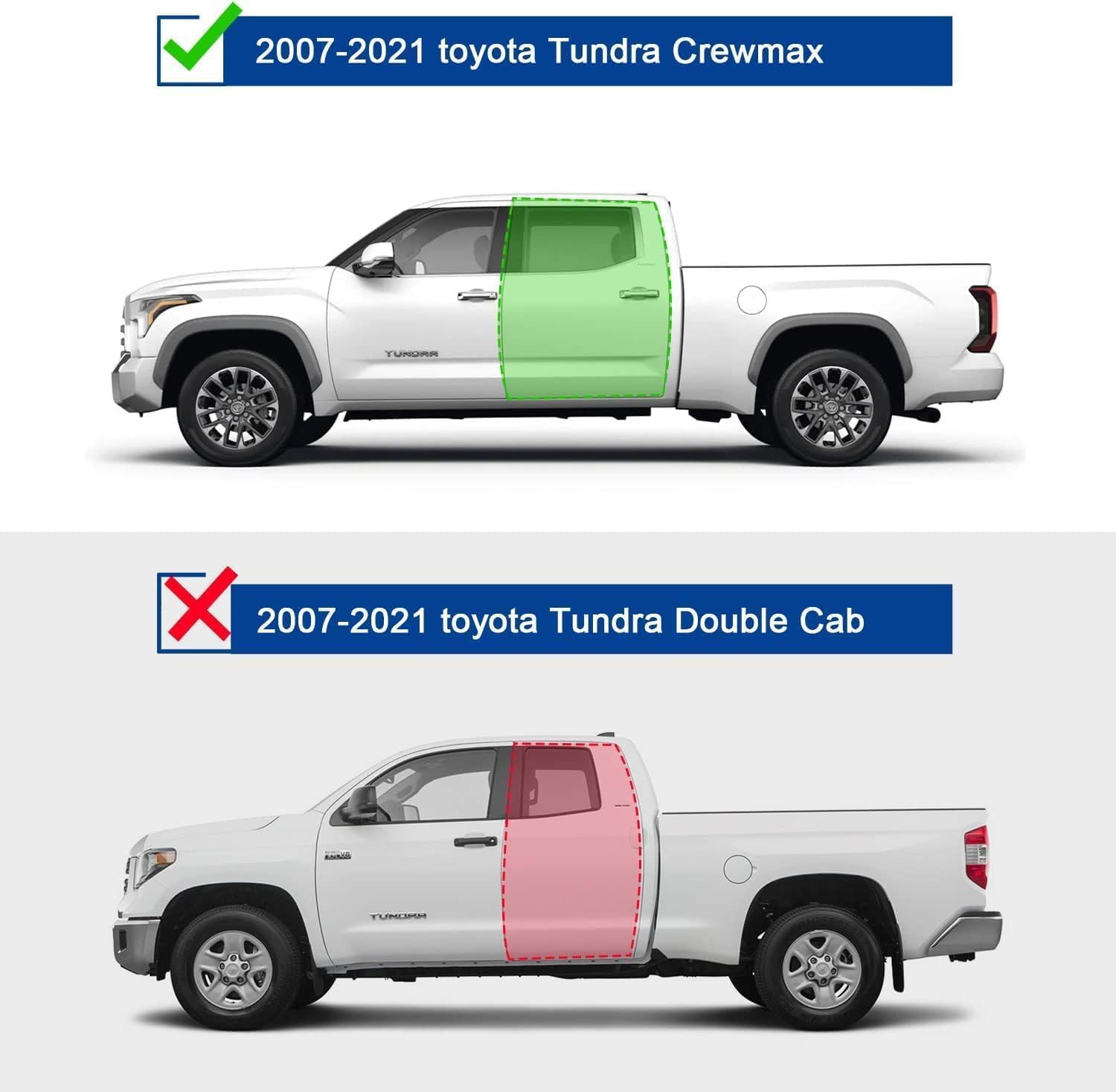 Truck Running Boards Compatible With 2007-2021 Toyota Tundra Crewmax Cab With 4 Full Size Doors. (Please confirm the cab picture in the listing before ordering.)