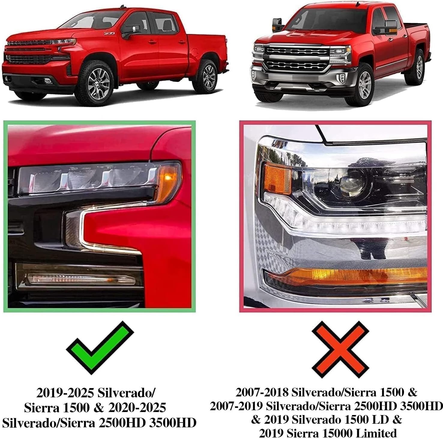  Truck running boards Compatible with 2019-2026 Chevy Silverado/GMC Sierra 1500 Crew Cab, 2020-2026 Silverado/Sierra 2500HD 3500HD Crew Cab(Only fit 4 full-size doors).
