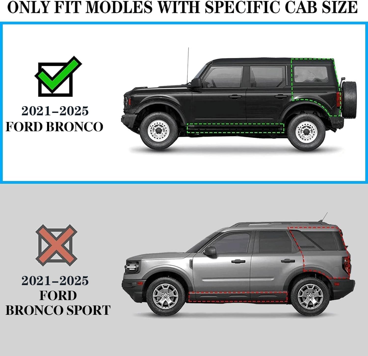 Truck running boards Compatible with 2021-2026 Ford Bronco 4 Door. (Do not fit Bronco Sport model).