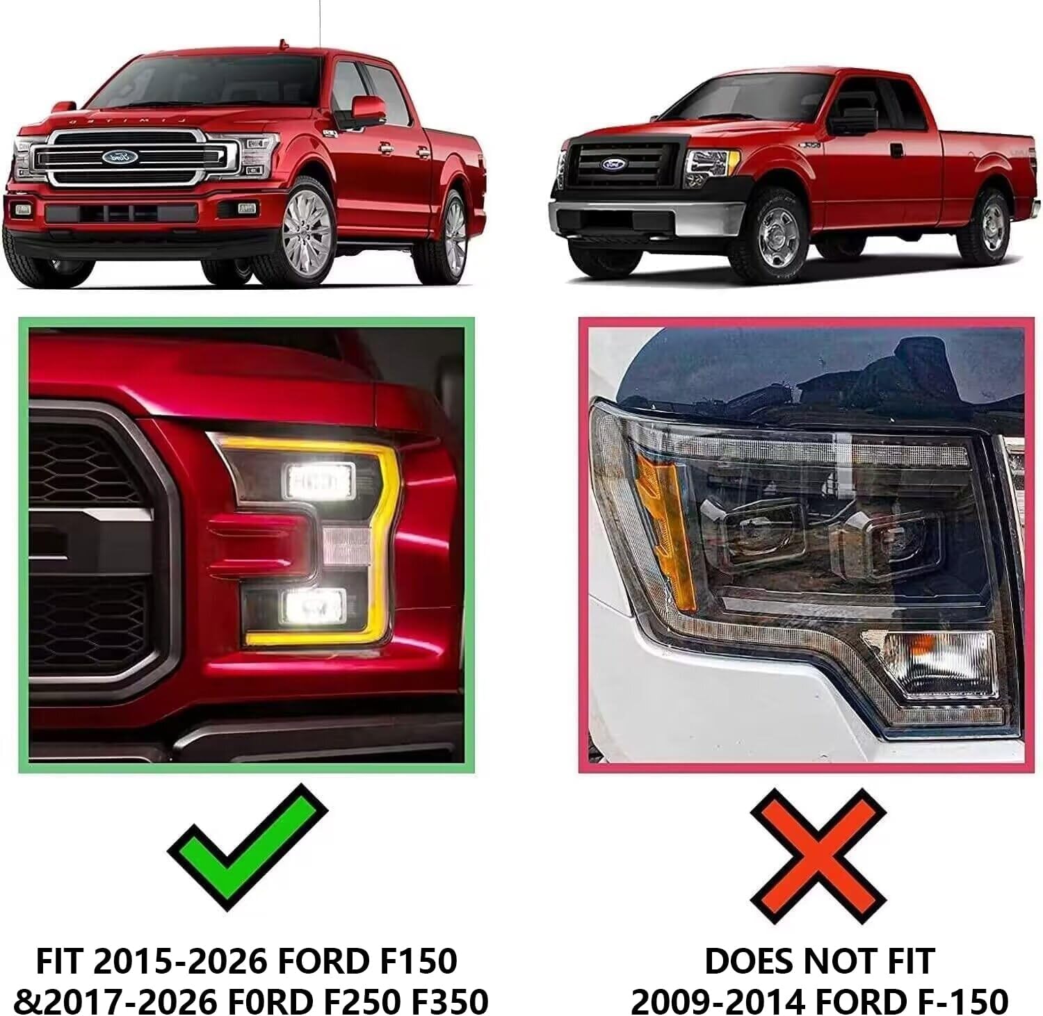  Truck Running Boards Compatible with 2015-2026 Ford F150, 2017-2026 Ford F250 F350 Super Duty Crew Cab. It Does Not fit Super Cab with 2 Narrow Rear Doors.