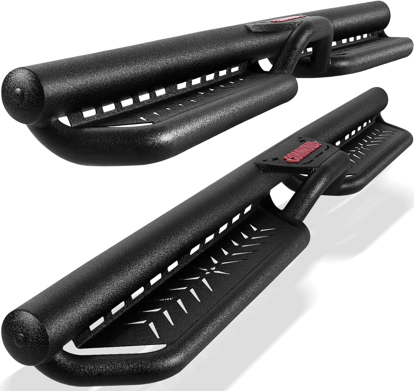 COMNOVA Running Boards Compatible with 2019-2026 Chevy Silverado/Sierra 1500 Double Cab, 20-26 Silverado/Sierra 2500HD 3500HD Double Cab. Two Stairs Design Heavy-Duty Nerf Bars Rock Sliders Rail.