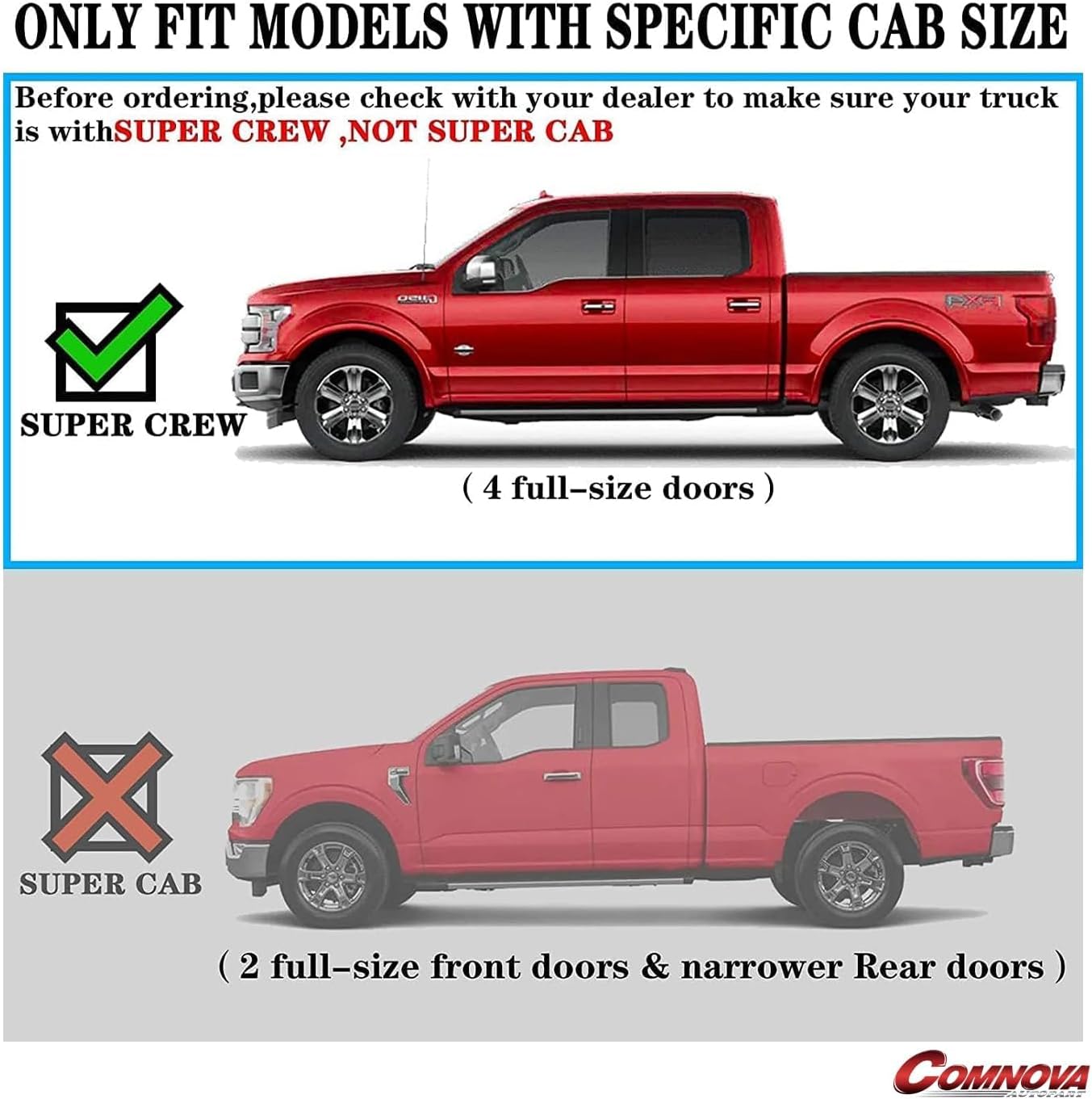 Truck running boards compatible with 2019-2026 Ranger Supercrew Cab with 4 full-size doors. Please confirm the size before ordering.