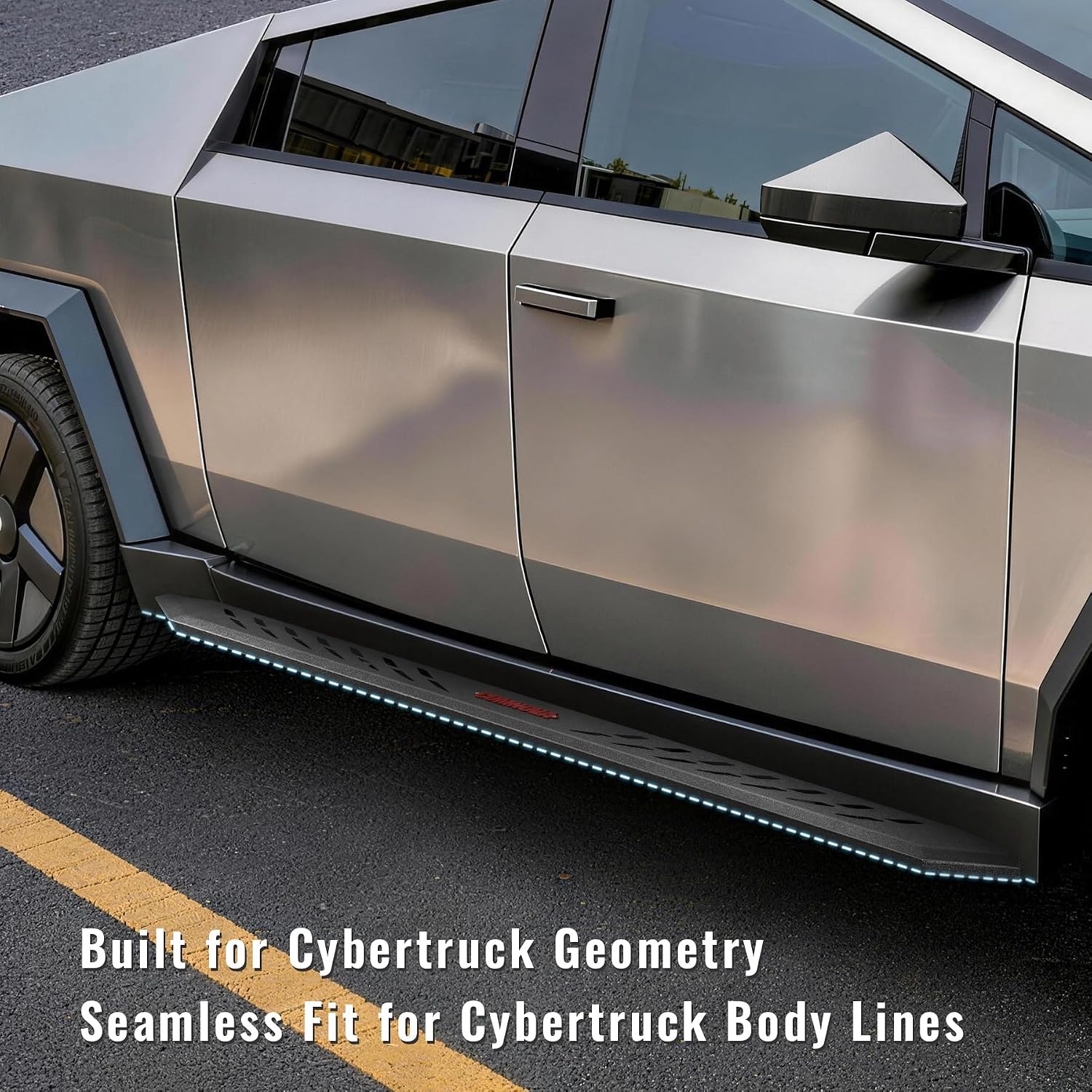 Designed specifically for the Cybertruck, seamless integration with body lines, they fit flush against the body, extending its sharp, angular lines and highlighting the vehicle's iconic geometric beauty.