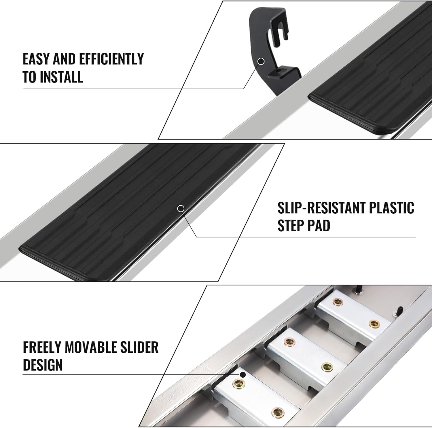 No drilling or modification is required. include two steps ( one left and one right ), mounting brackets, hardware, and instructions.