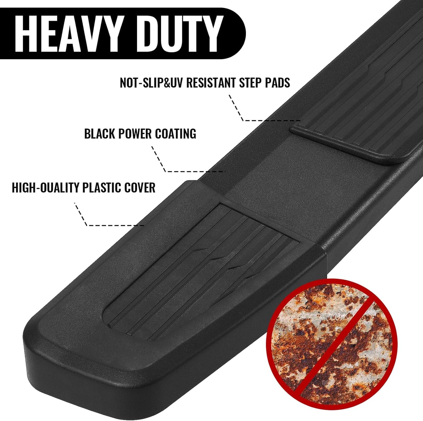 Made with heavy-duty carbon steel black coated steel. Heavy-duty material.