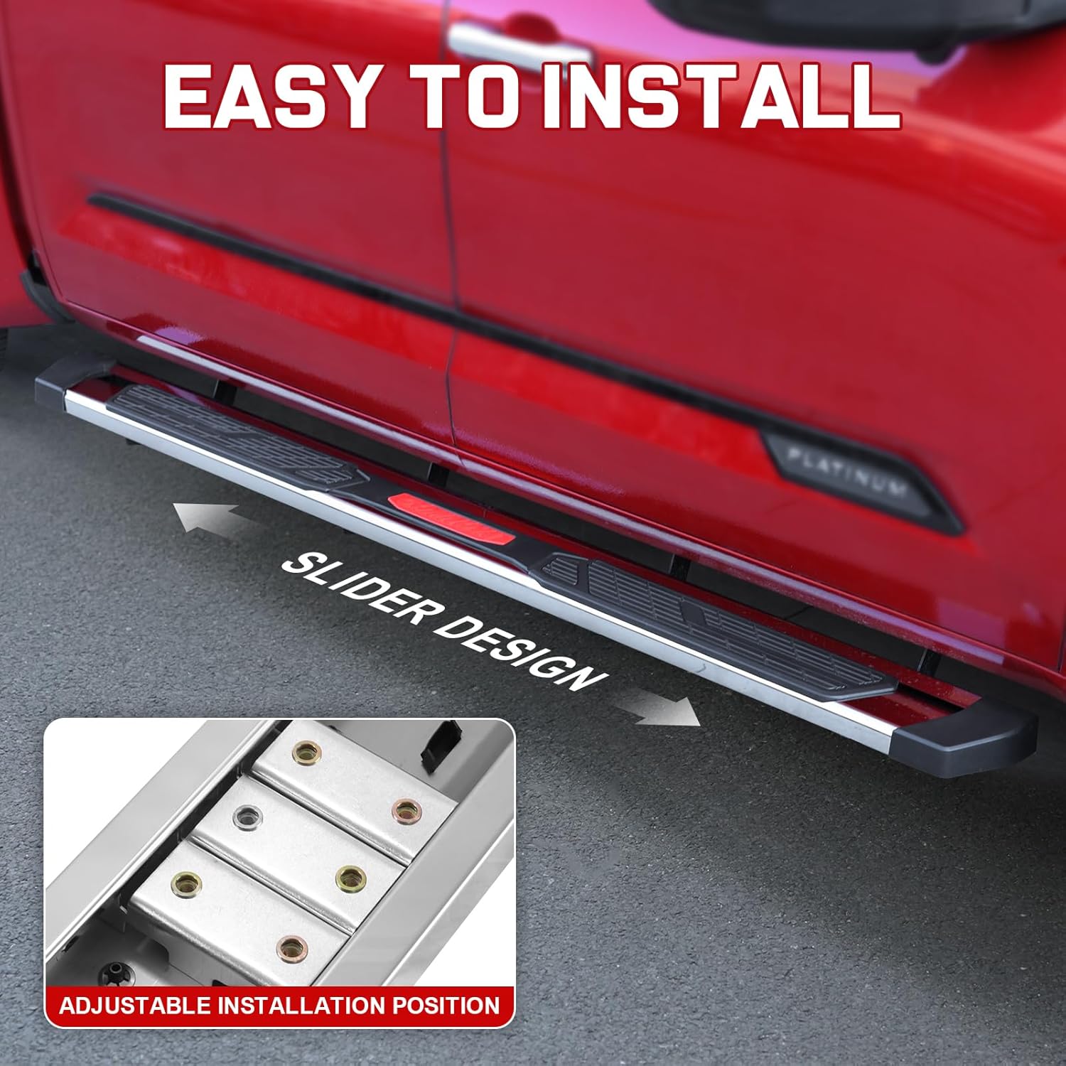 The bottom slider design allows for front-to-back adjustment of its position on the vehicle, enabling enhanced customization.