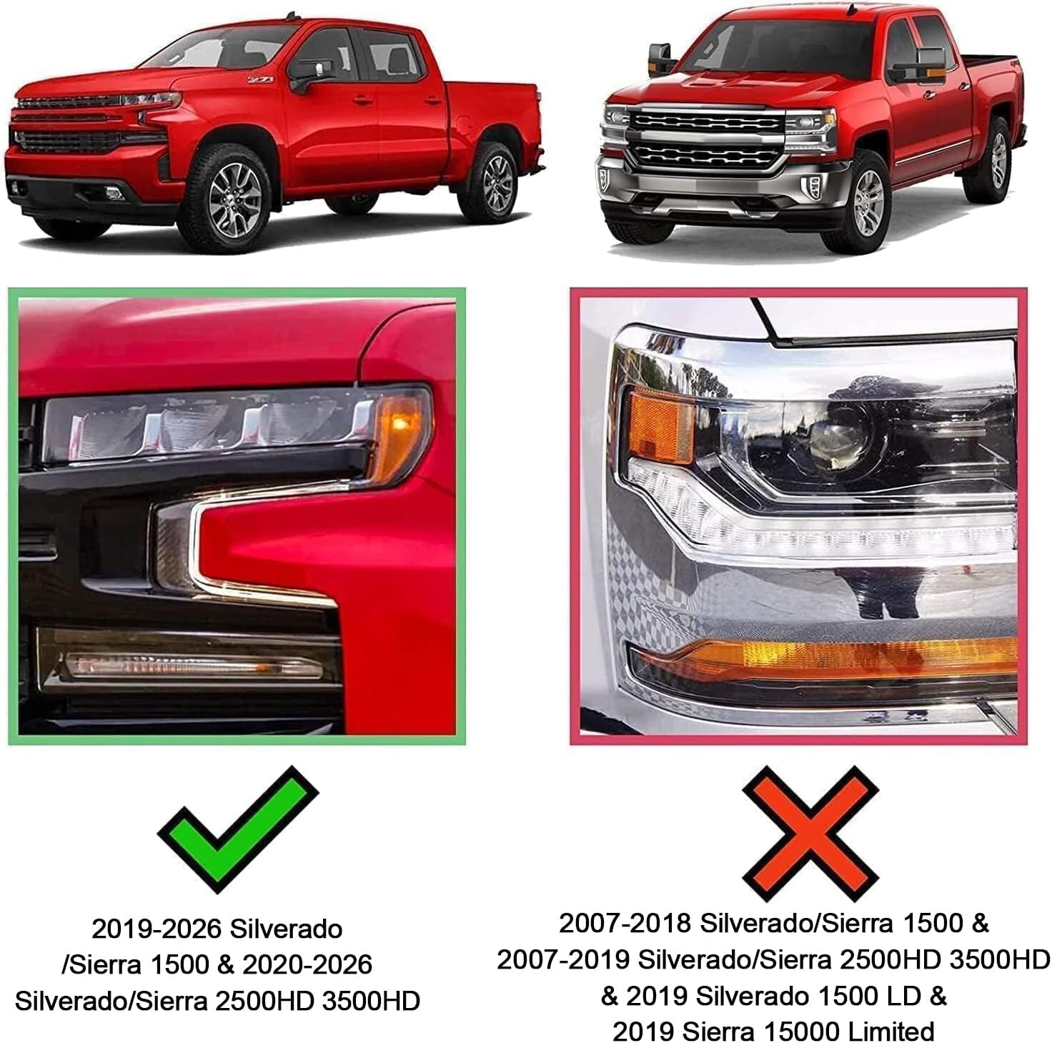 FITMENT: Running Boards for 2019-2026 Silverado/Sierra 1500 Double Cab, 2020-2026 Silverado/Sierra 2500HD 3500HD Double Cab(2 Full-size Doors and 2 Half-size Rear Doors). Not for 2019 Silverado 1500 LD or 2019 Sierra 1500 Limited.