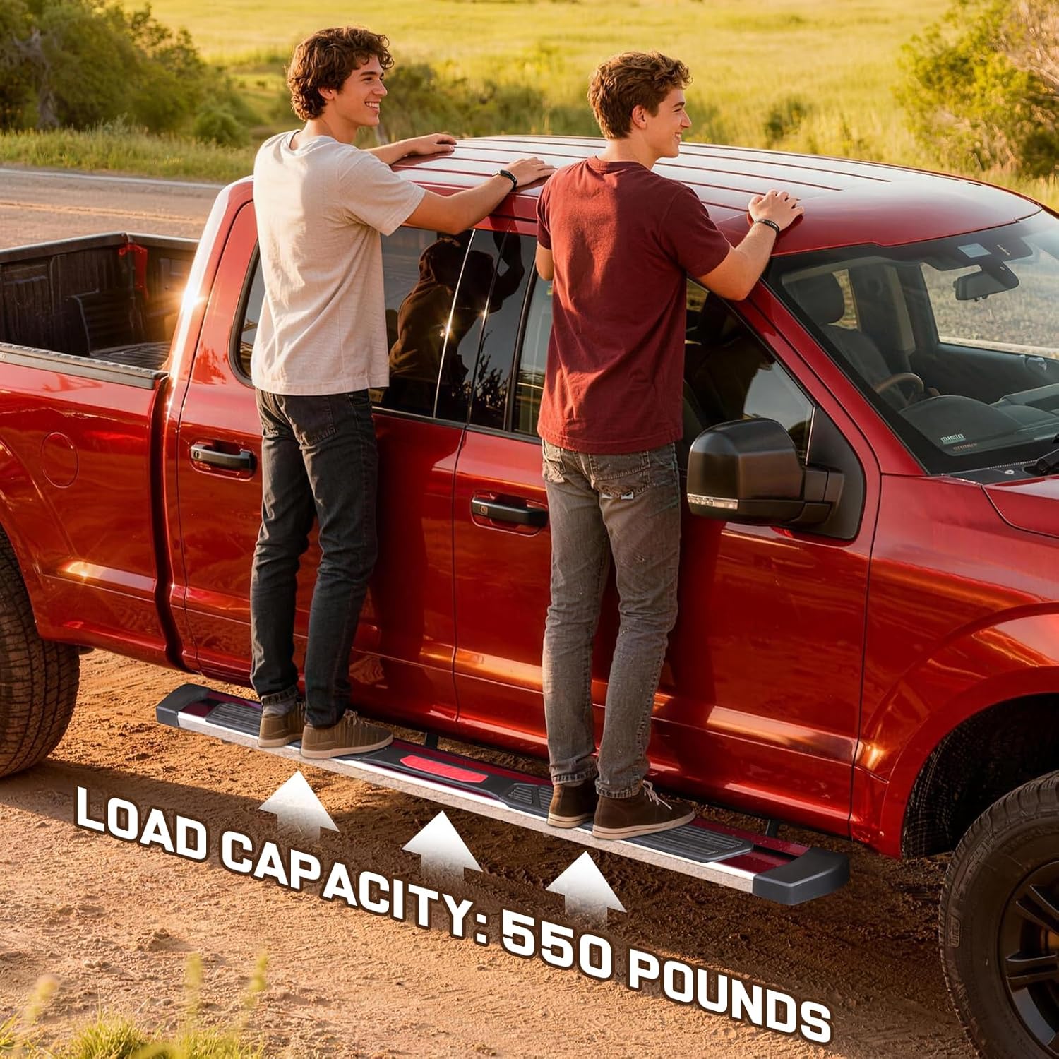 COMNOVA 6 Inch Running Boards Compatible with 2007-2018 Chevy Silverado/GMC Sierra 1500 Extended/Double Cab, 2007-2019 Silverado/Sierra 2500HD 3500HD. High Light Stainless Steel Side Step Step Bars.