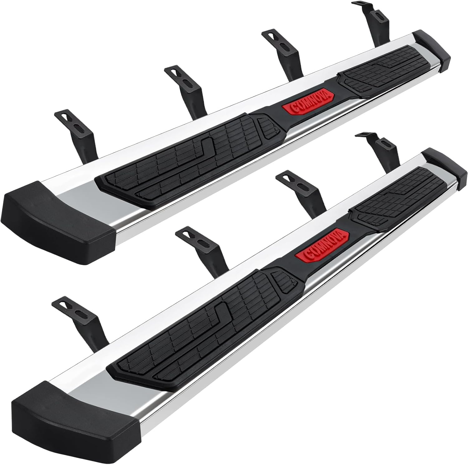 COMNOVA 6 Inch Running Boards Compatible with 2024-2026 Toyota Tacoma Double Cab with 4 Full-Size Doors. Tacoma Side Steps Nerf Bars, High Light Stainless Steel Step Bars with Non-Slip Plastic Pads.