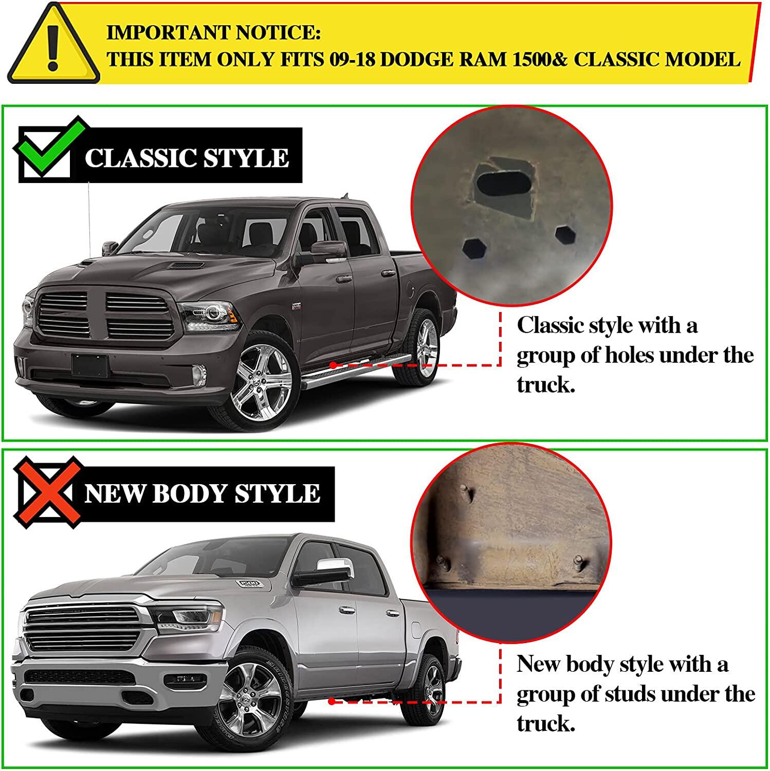 Running Boards for 2009-2018 Dodge Ram 1500 Crew Cab & 2010-2024 Dodge Ram 2500 3500 Crew Cab DH6 Style. - COMNOVA AUTOPART