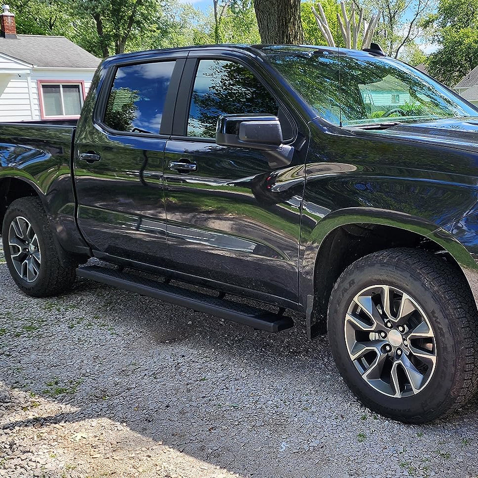 Black Running Boards for 2009-2018 Dodge Ram 1500 Quad Cab, 2010-2024 Ram 2500 3500 Quad Cab, 2019-2024 Ram 1500 Classic Quad Cab D6 Style. - COMNOVA AUTOPART