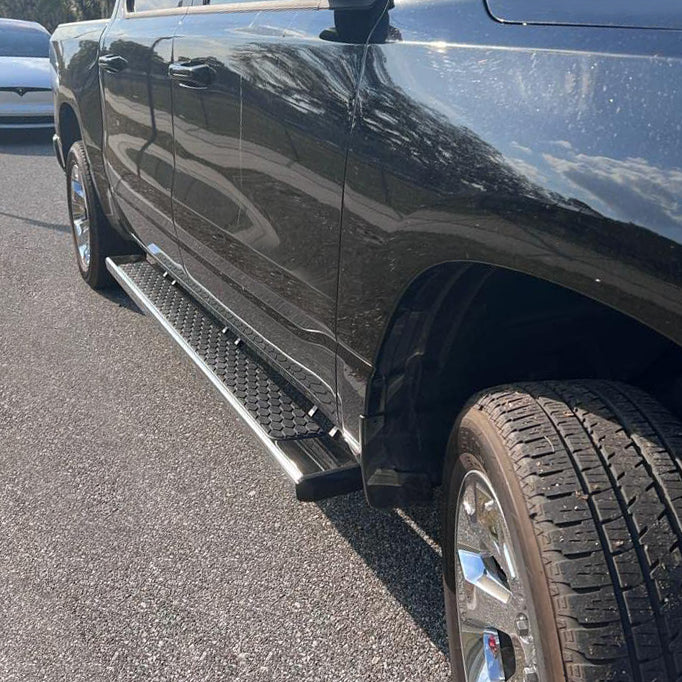 Stainless Steel Running Boards Compatible with 2019-2024 Chevy Silverado/Serria 1500 Double Cab, 2020-2024 Chevy Silverado/Serria 2500HD 3500HD Double Cab D6 Style. - COMNOVA AUTOPART