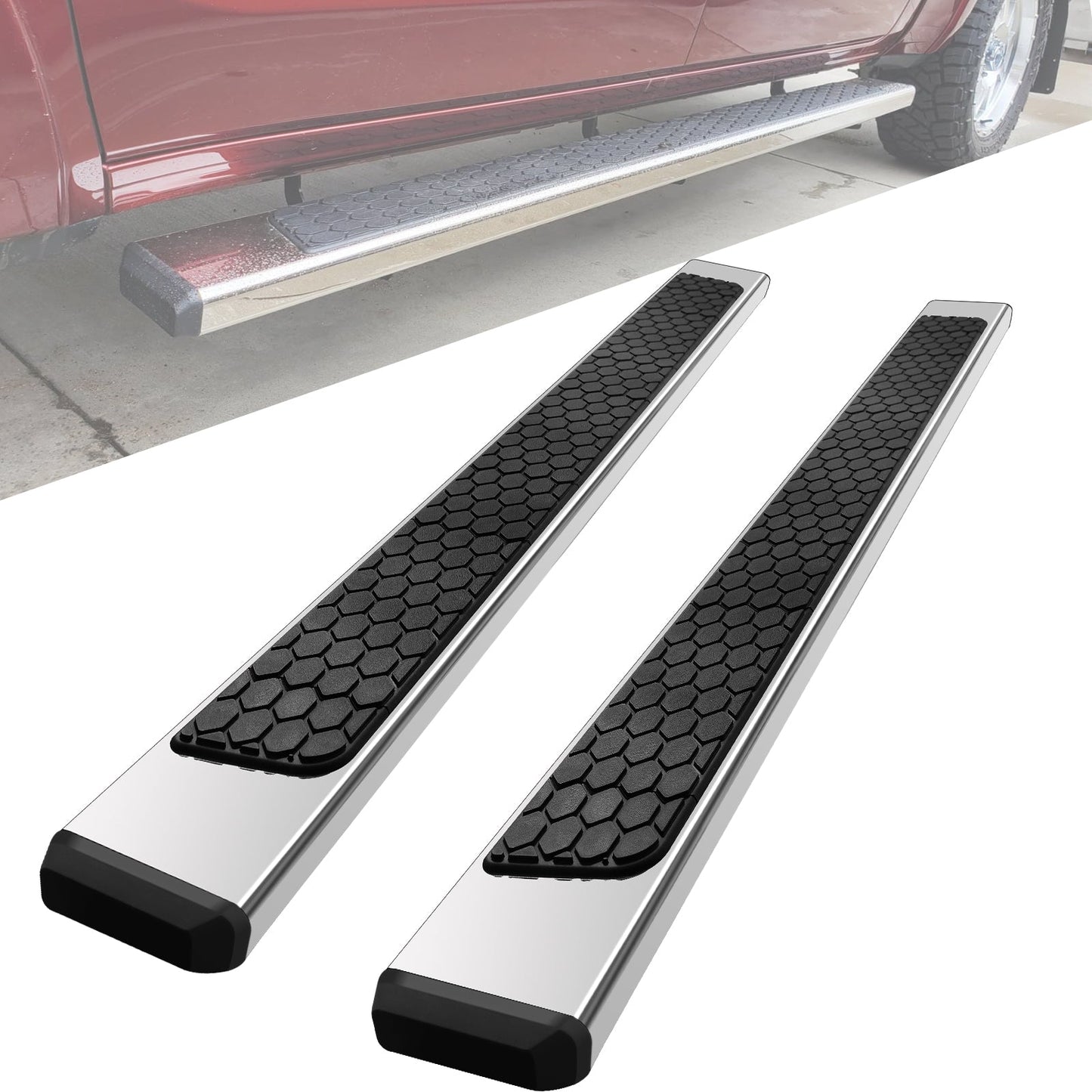 Running Boards for 2019-2024 Dodge Ram 1500 Crew Cab New Body Style D6 Style.- COMNOVA AUTOPART