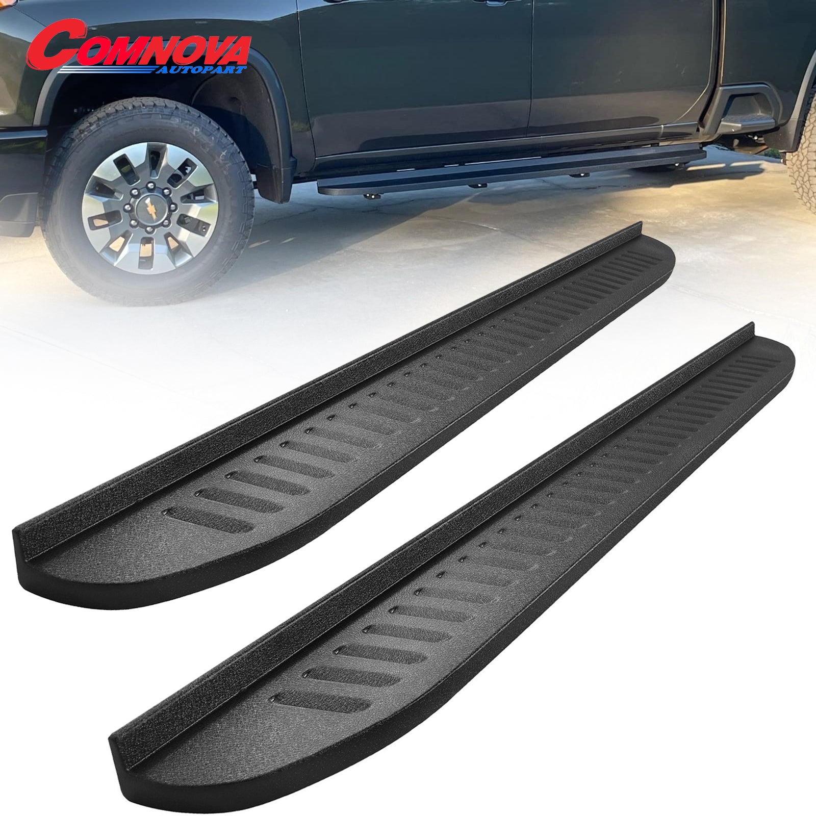Running Boards Compatible with 2009-2018 Dodge Ram 1500 & 2010-2024 Ram 2500 3500 & 2019-2023 Dodge Ram 1500 Classic Crew Cab, Side Steps D7 Style. - COMNOVA AUTOPART