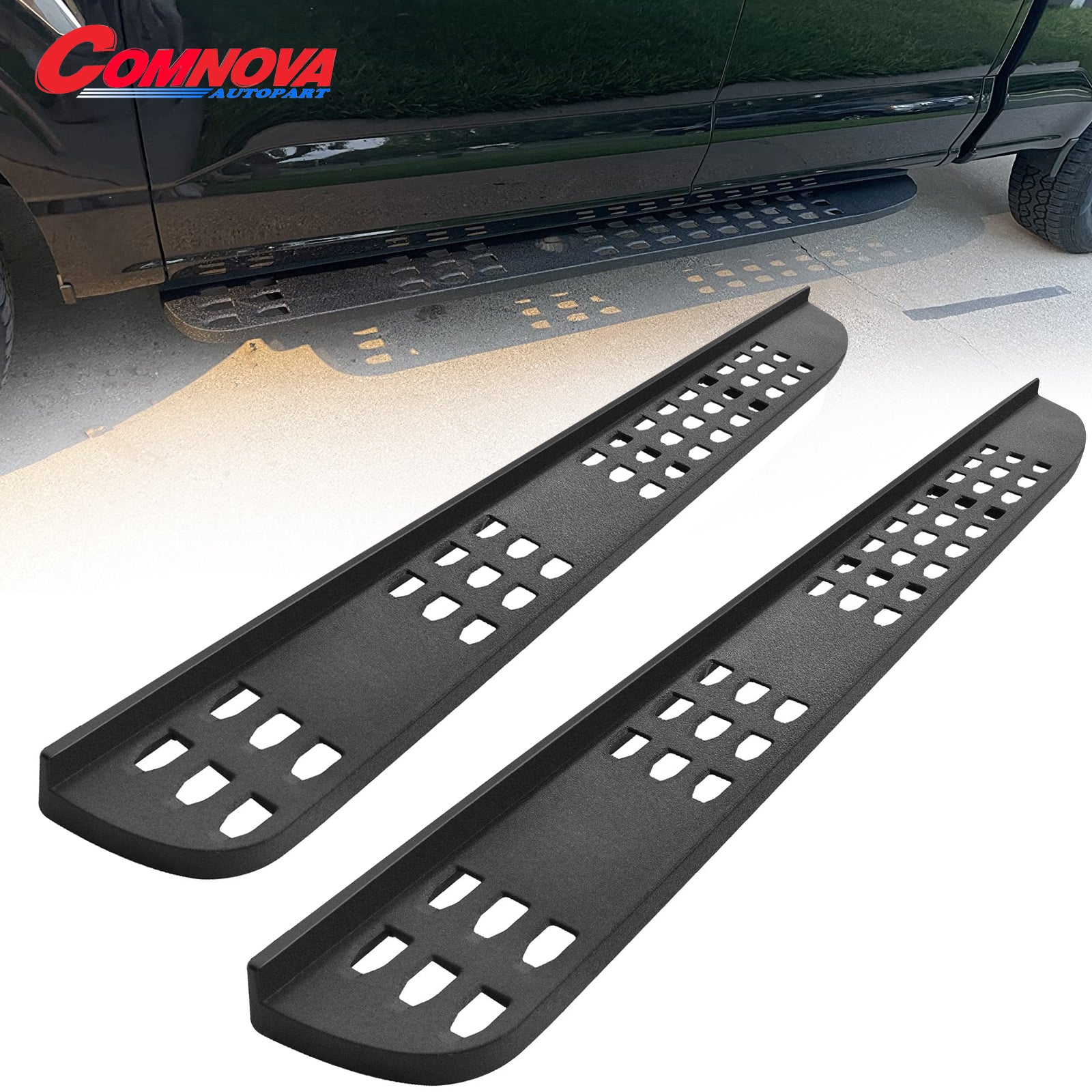 Running Boards Compatible with 2015-2024 Ford F150 Supercrew Cab Pickup (4 Full Size Door ), Side Steps D7 Style.- COMNOVA AUTOPART