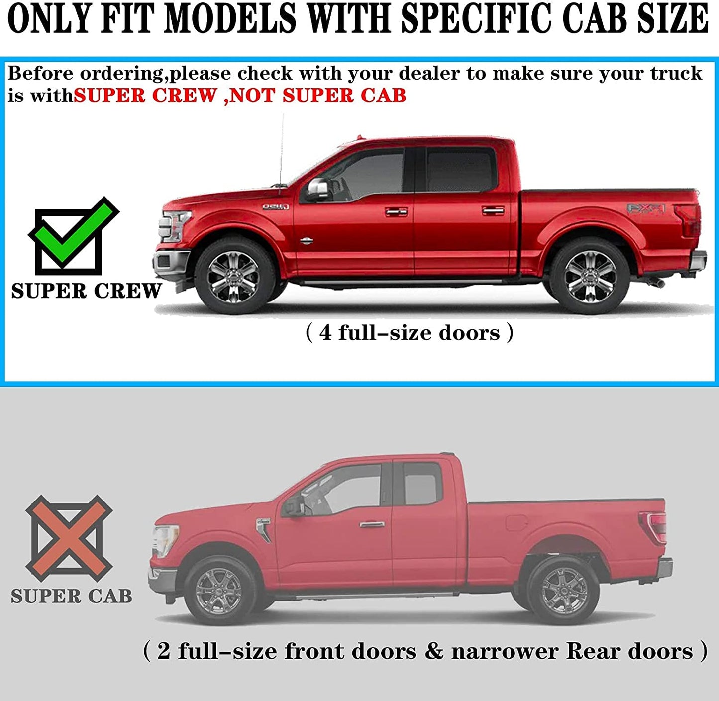 Running Boards for 15-24 Ford F150 Crew Cab(4 Full Size Doors) Side Steps V6 Style.- COMNOVA AUTOPART