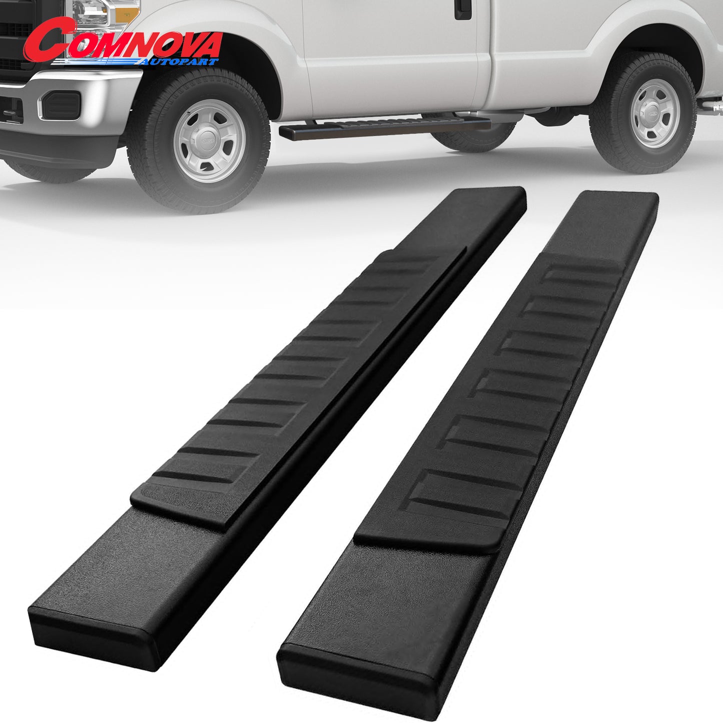 Running Boards Compatible with 2019-2024 Dodge Ram 1500 Regular Cab New Body Style H6 Style.- COMNOVA AUTOPART
