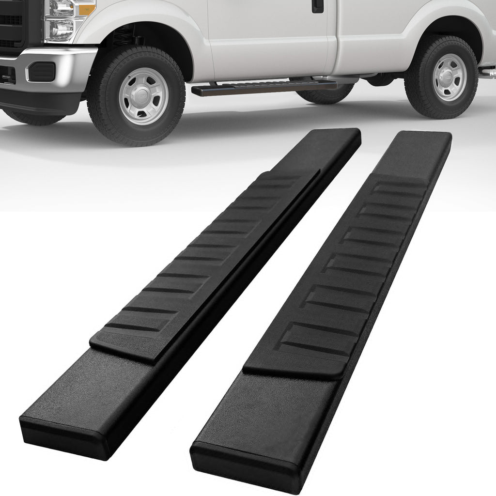 Black Running Boards Compatible with 1999-2016 Ford F250 F350 Superduty Regular Cab H6 Style.
