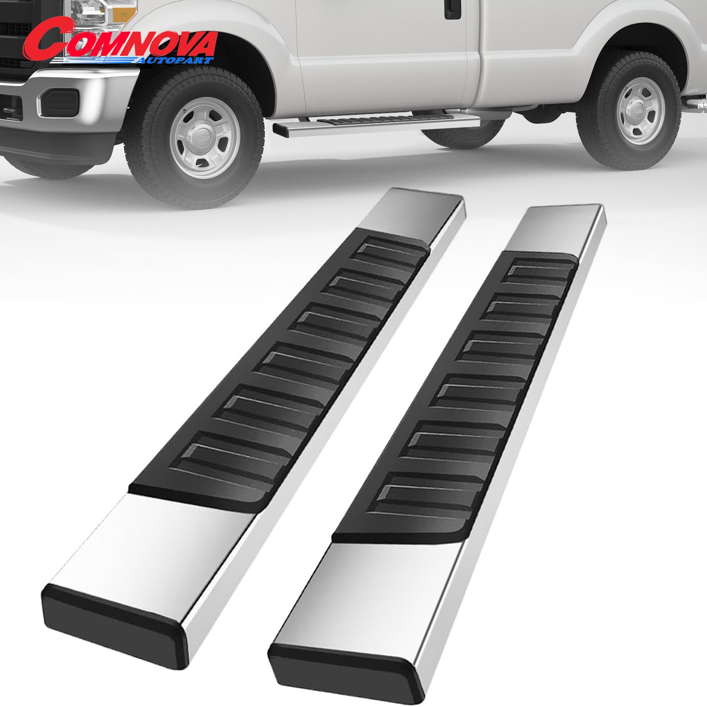 Running Boards Compatible with 1999-2016 Ford F250 F350 Superduty Regular Cab H6 Style. - COMNOVA AUTOPART