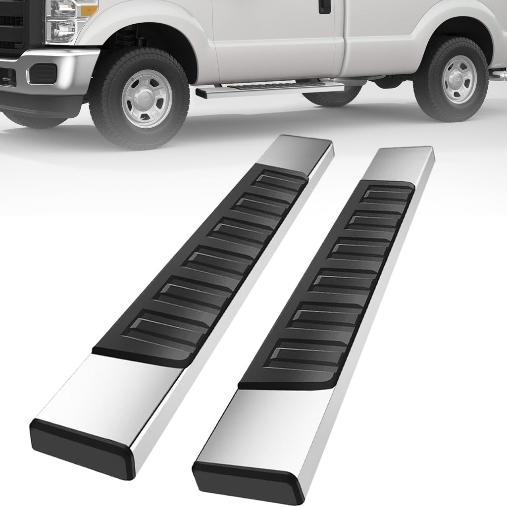 Running Boards Compatible with 2017-2019 Nissan Titan Regular Cab, Stainless Steel Side Steps H6 Style.