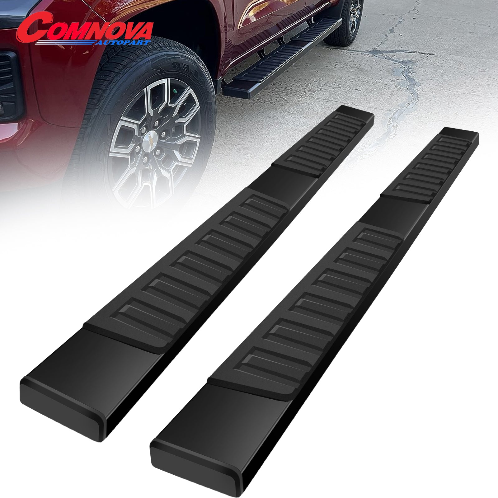 Running Boards Compatible with 2019-2024 Ford Ranger Super Crew Cab with 4 Full Size Doors H6 Style. - COMNOVA AUTOPART