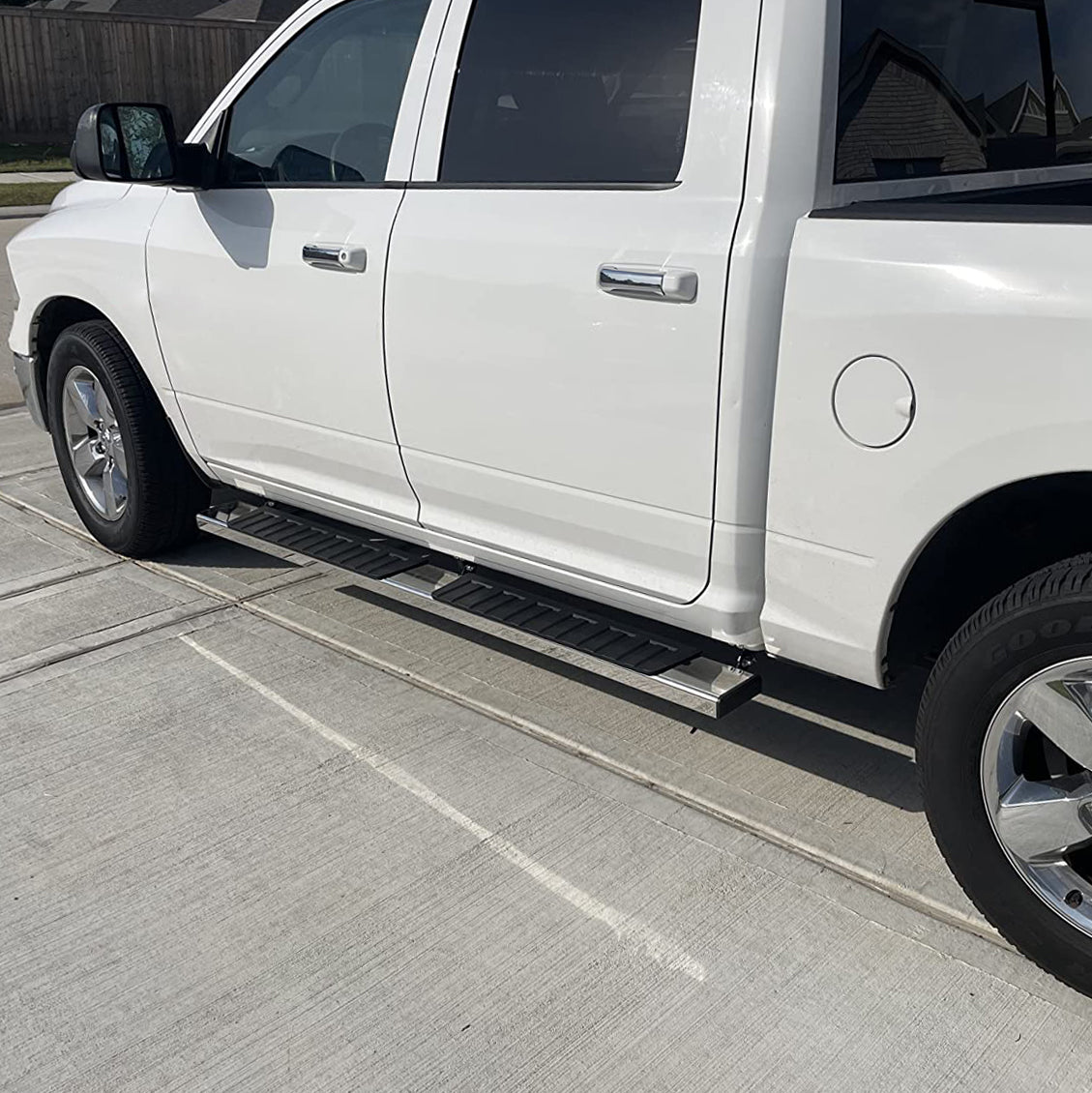 Running Boards Compatible with 2001-2013 Chevy Silverado Crew Cab, Stainless Steel Side Steps H6 Style.