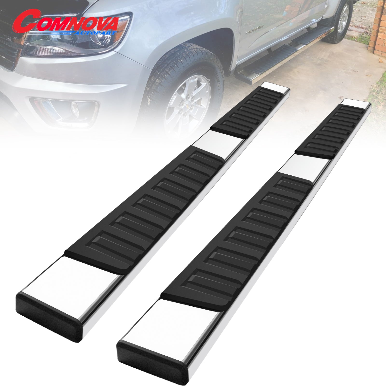 Running Boards Compatible with 1999-2016 Ford F250/350 Superduty Super Cab, Stainless Steel Side Steps H6 Style.