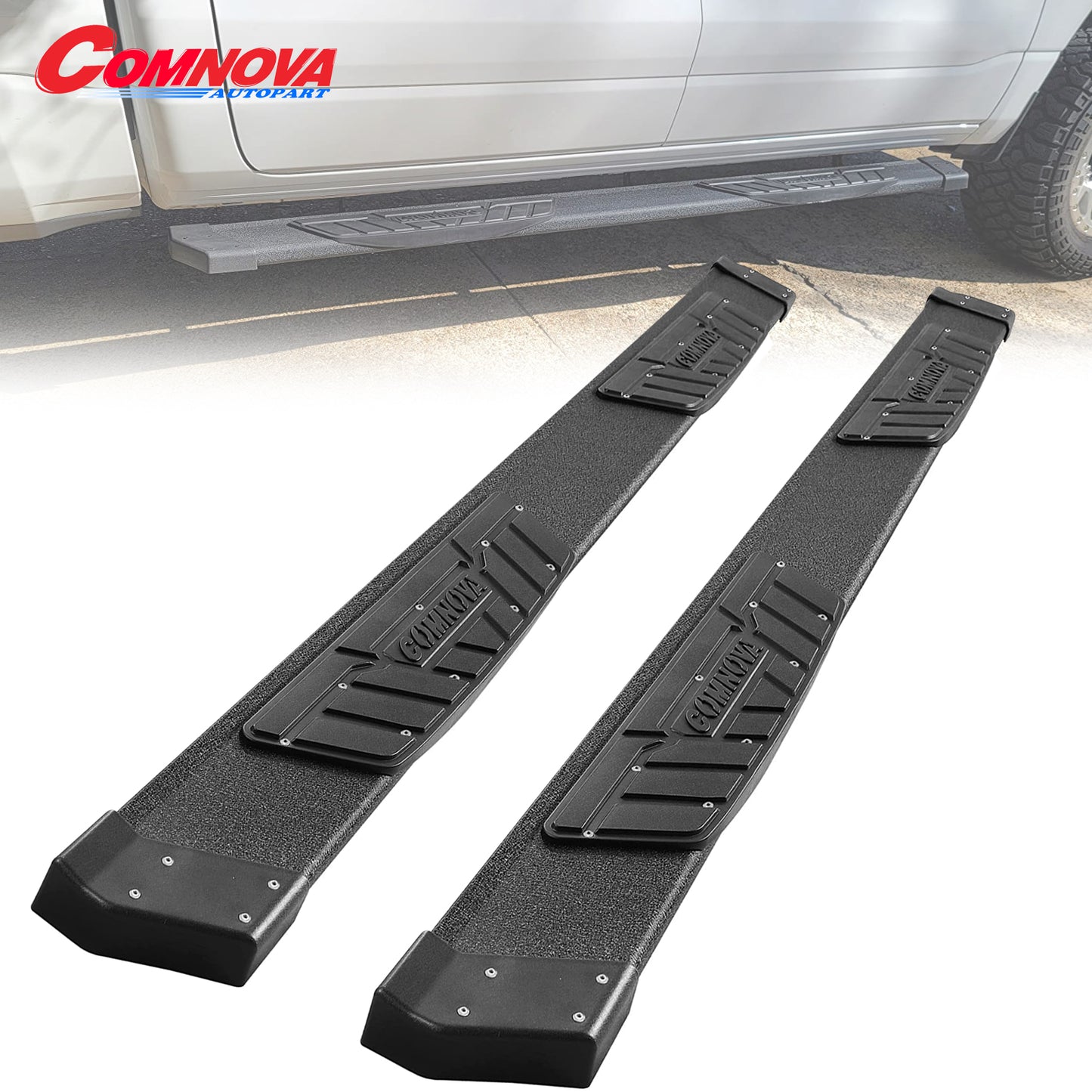 COMNOVA 6.5 Inches Aluminum Running Boards Compatible with 2017-2024 Ford F250 SuperDuty Crew Cab(4 Full-Size Doors) K65 Style.- COMNOVA AUTOPART
