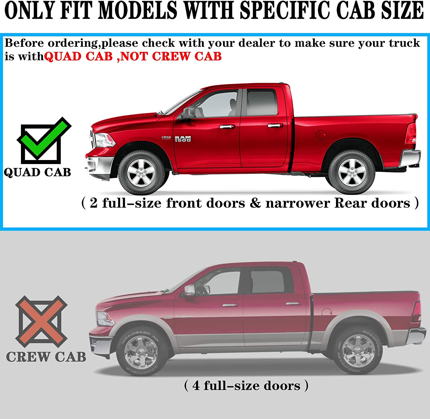 Running Boards for 2019-2024 Dodge Ram 1500 New Body Style Quad Cab H6 Style. - COMNOVA AUTOPART