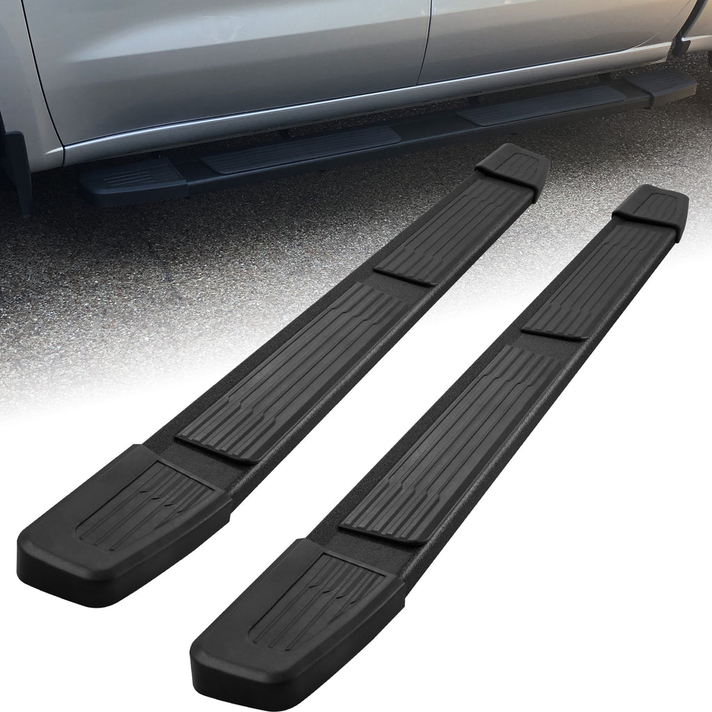 Black Running Boards Compatible with 2019-2024 Chevy Silverado/GMC Sierra 1500  Double Cab, 2020-2024 Silverado/Sierra 2500HD 3500HD Double Cab S6 Style.