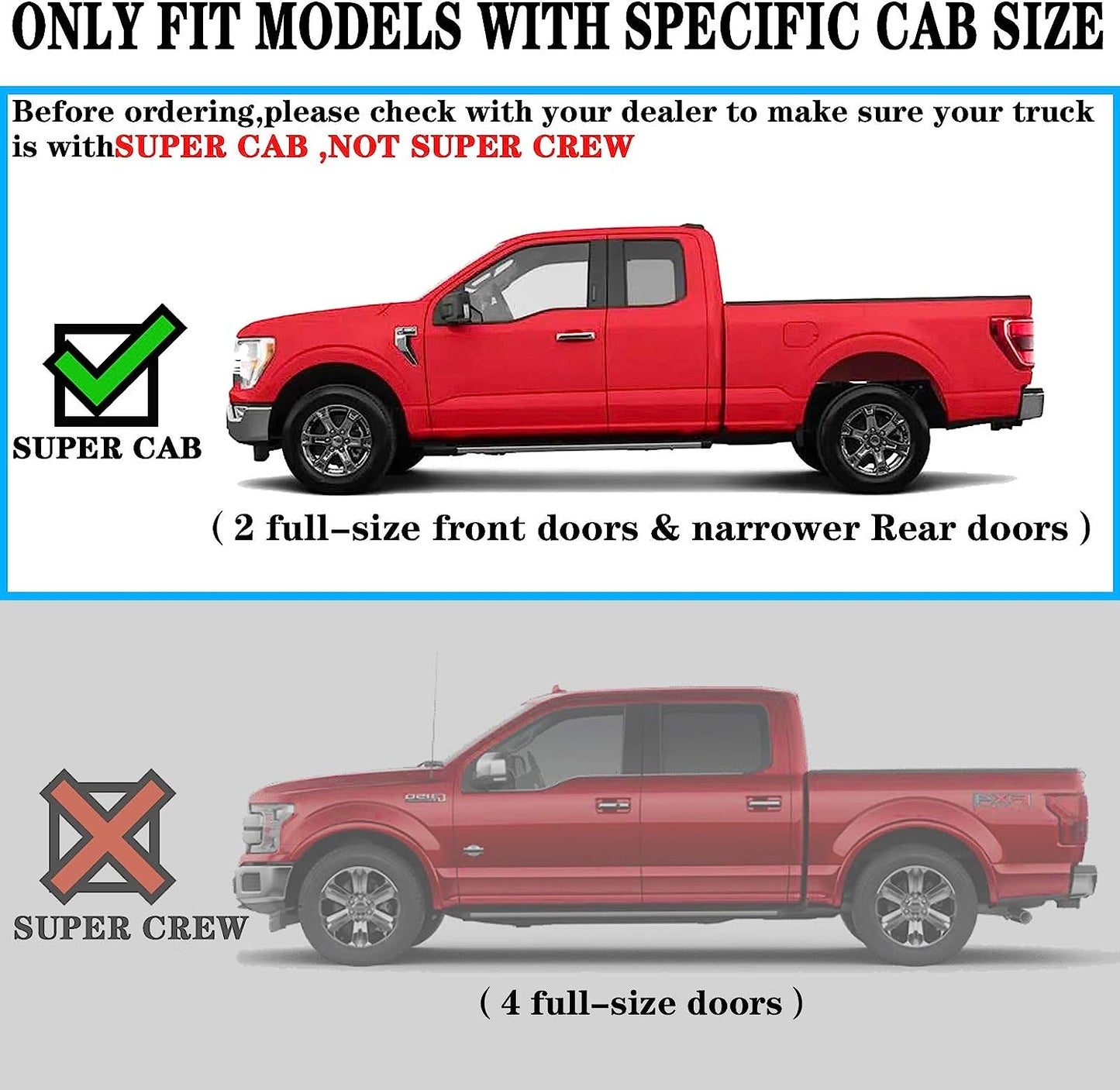 Stainless Steel Running Boards Compatible with 2017-2024 Ford F250 Superduty Super Cab H6 Style.- COMNOVA AUTOPART